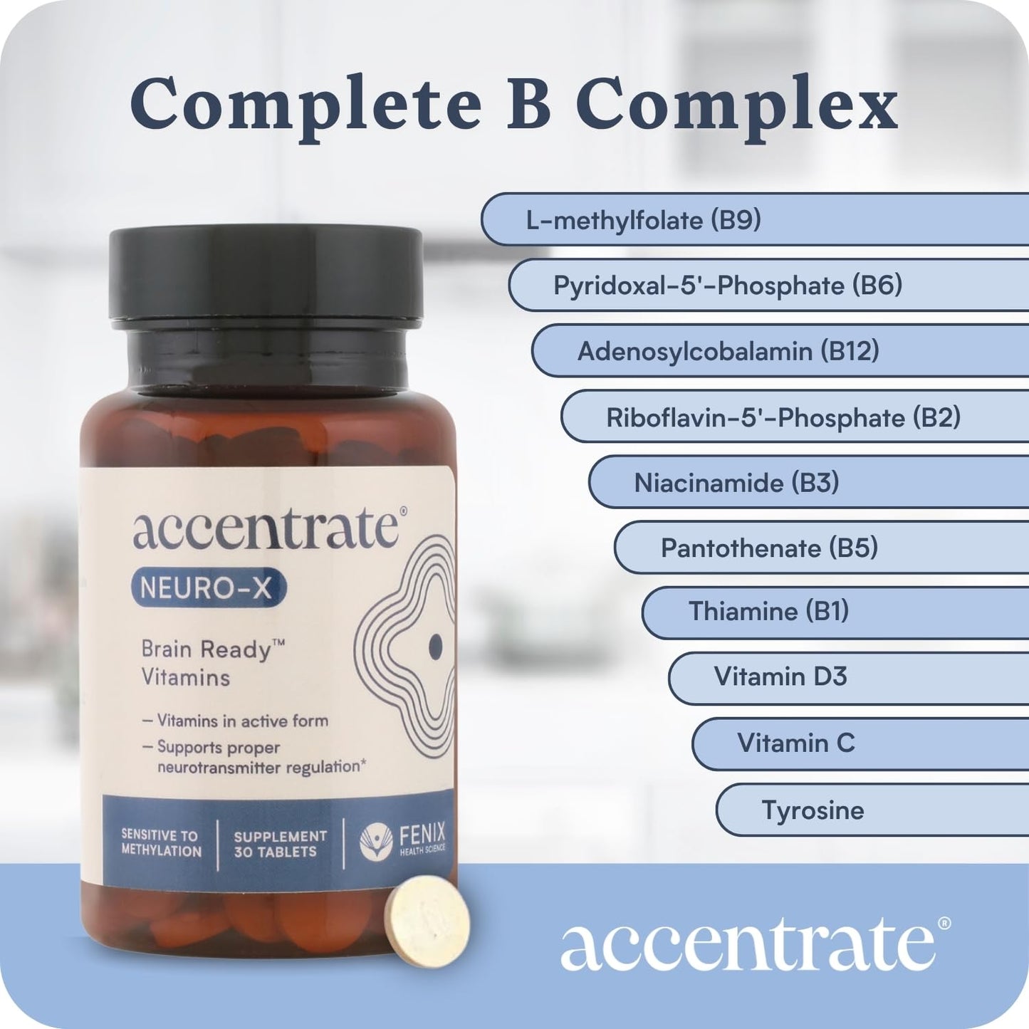 Accentrate Neuro X Complete Vitamin B Complex Caplets, 30 Count