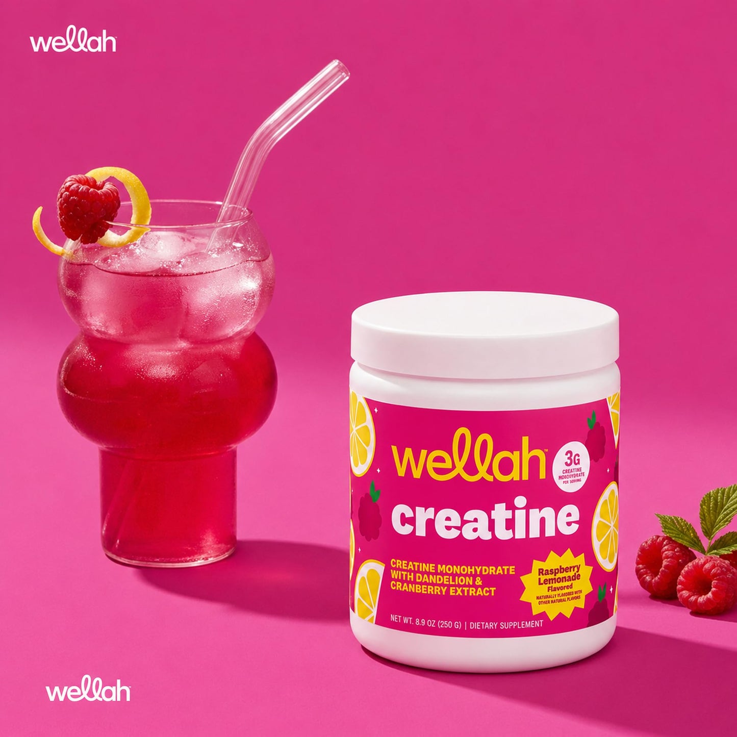 Wellah Creatine for Women Powder Raspberry Lemonade 8.9 Ounce