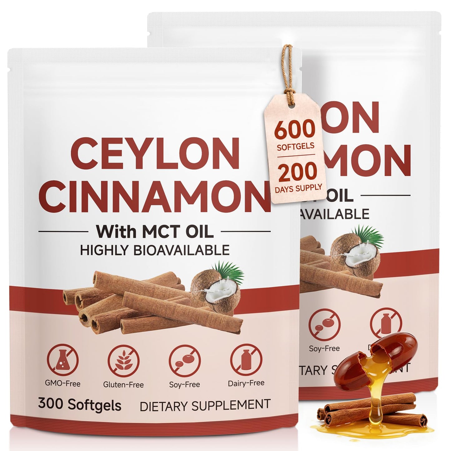 Nutre Forte Organic Ceylon Cinnamon Softgel, 300 Softgels