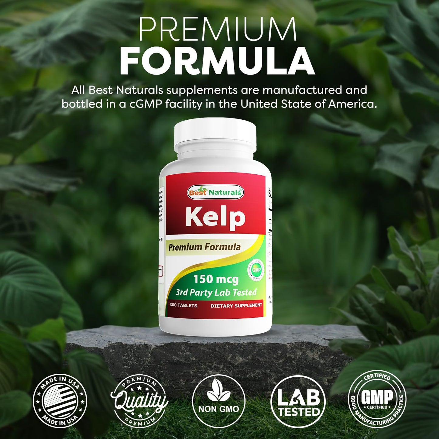 Best Naturals Kelp Supplement 150 mcg Tablet, 300 Count