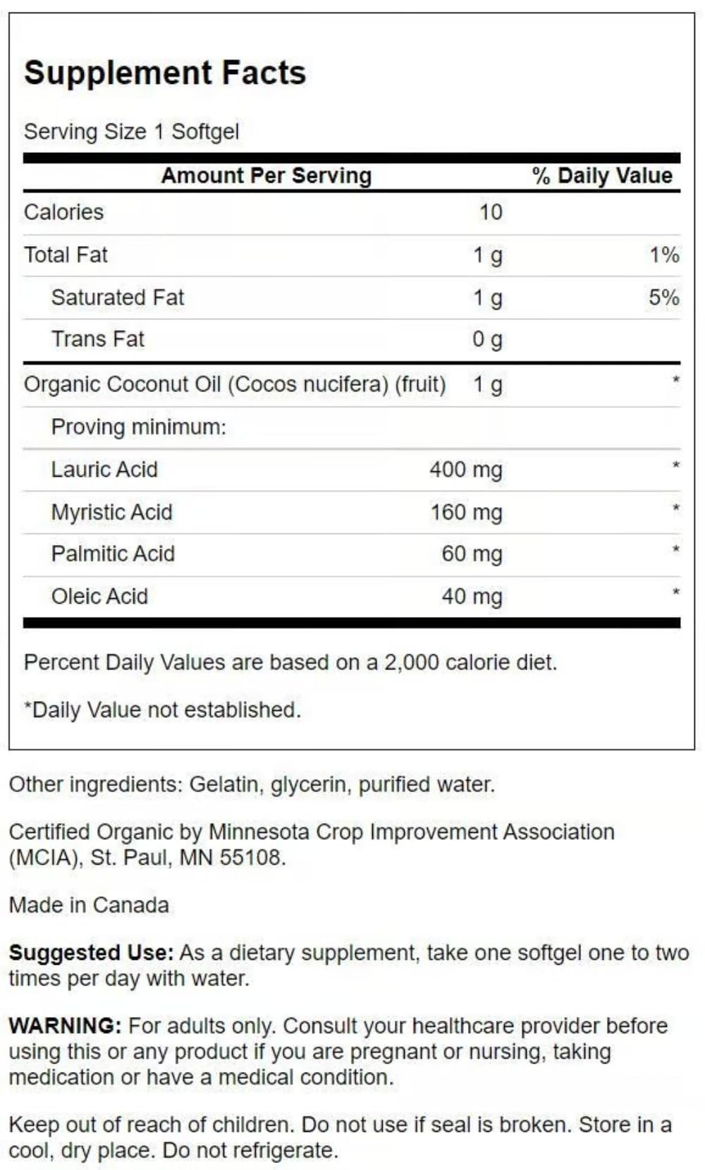 Swanson EFAs Coconut Oil 1000 mg Softgels 60