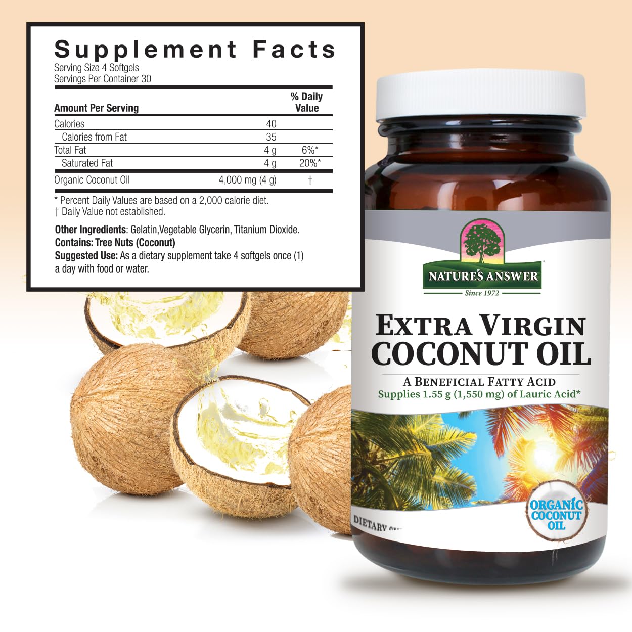 Nature's Answer Extra Virgin Coconut Oil Capsules, 120 Capsules