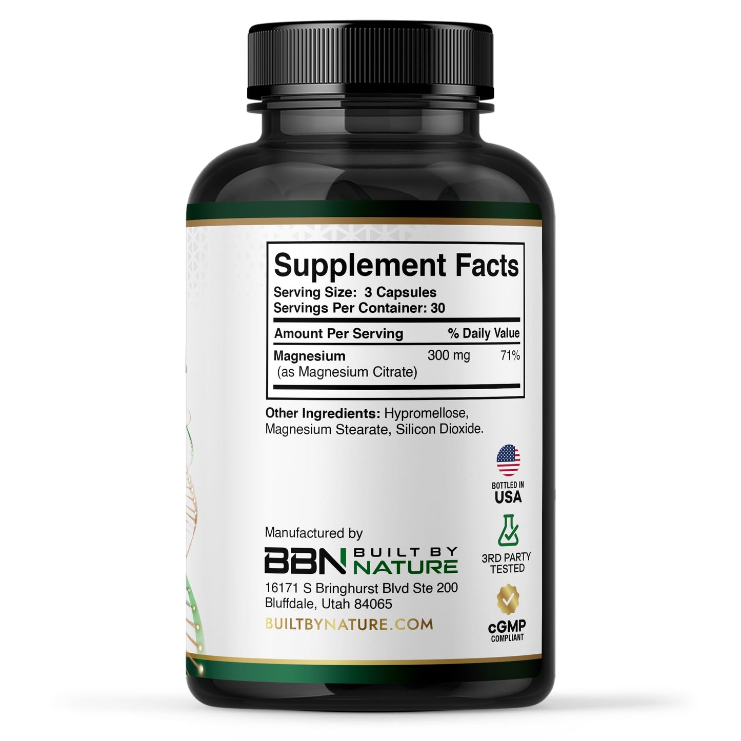 Built by Nature Magnesium Citrate 300mg High Absorption Magnesium Supplement Capsules, 90 Capsules