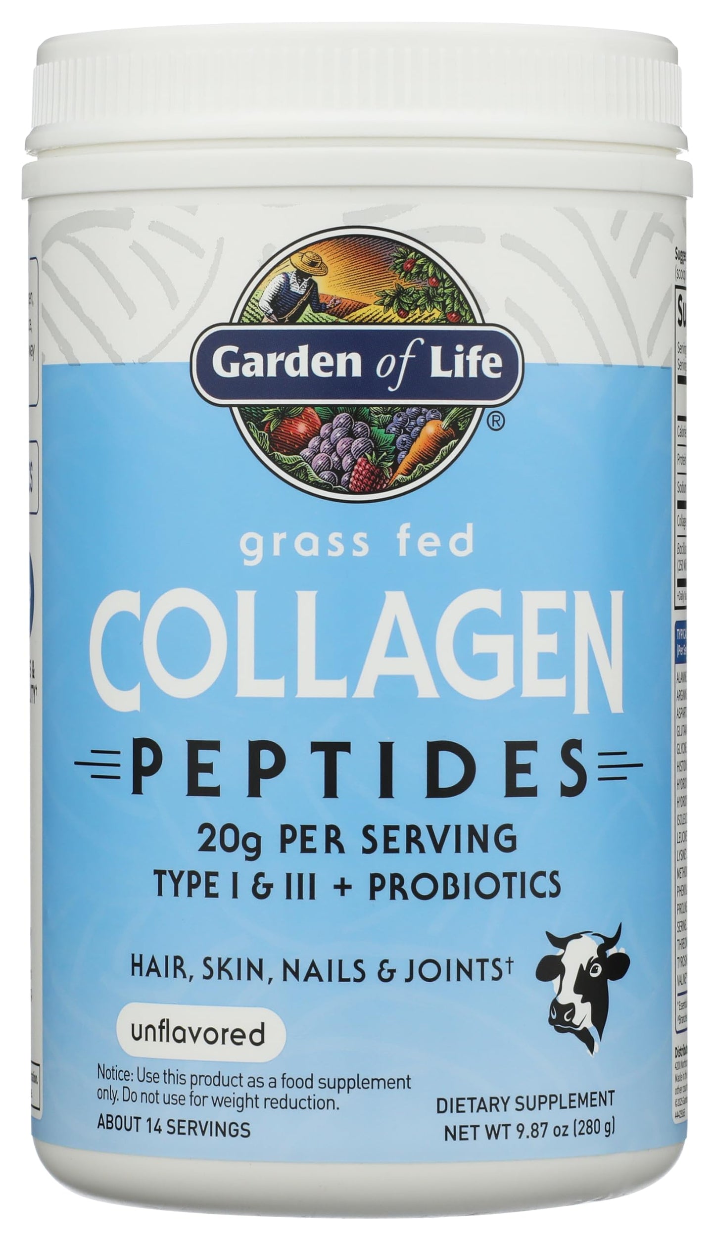 Garden of Life Grass Fed Collagen Powder 9.87 Ounce