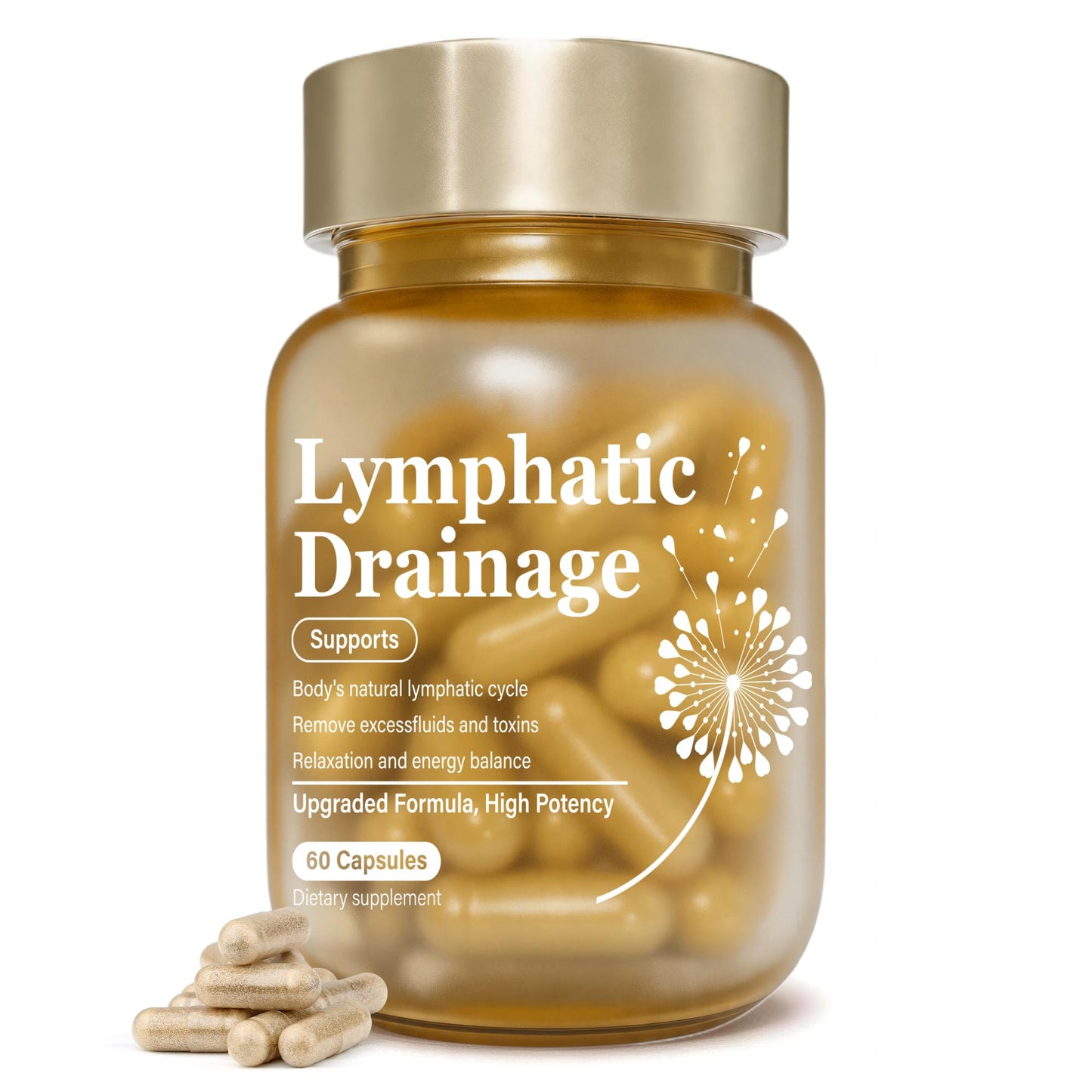 NOQONME Natural Lymphatic Drainage Supplements with Dandelion, Burdock, Cleavers & Echinacea Herbal Blend 60 Capsules