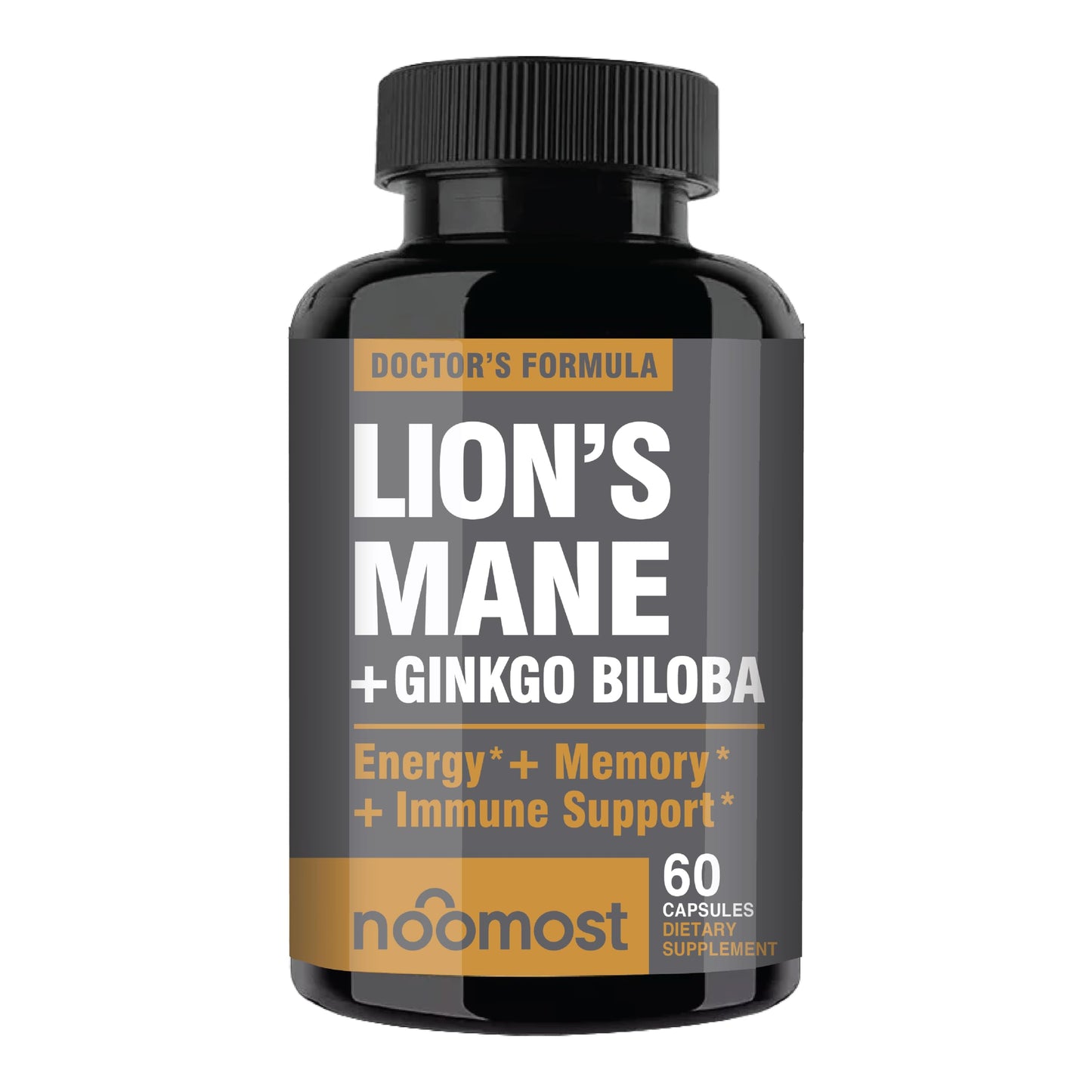 NooMost Lions Mane Supplement Organic Capsules with Ginkgo Biloba, 60 Count