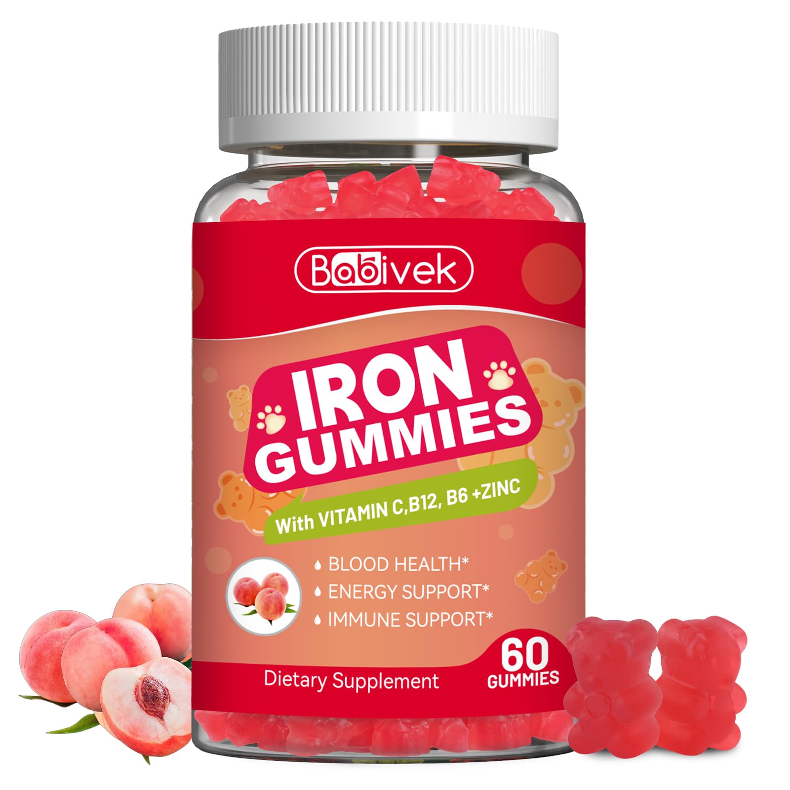 Babivek Iron Supplement Gummies 60 Gummies