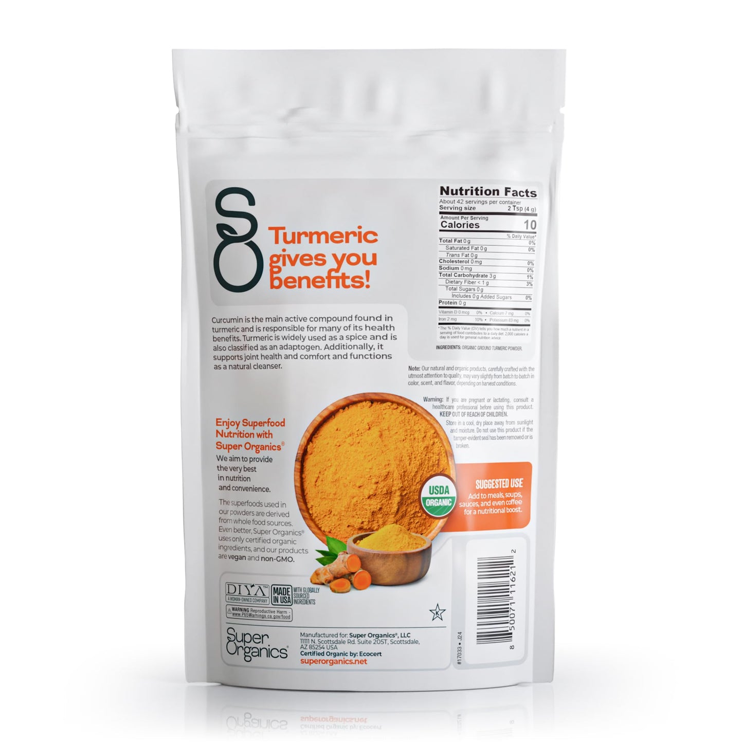 Super Organics Turmeric Powder 6 oz