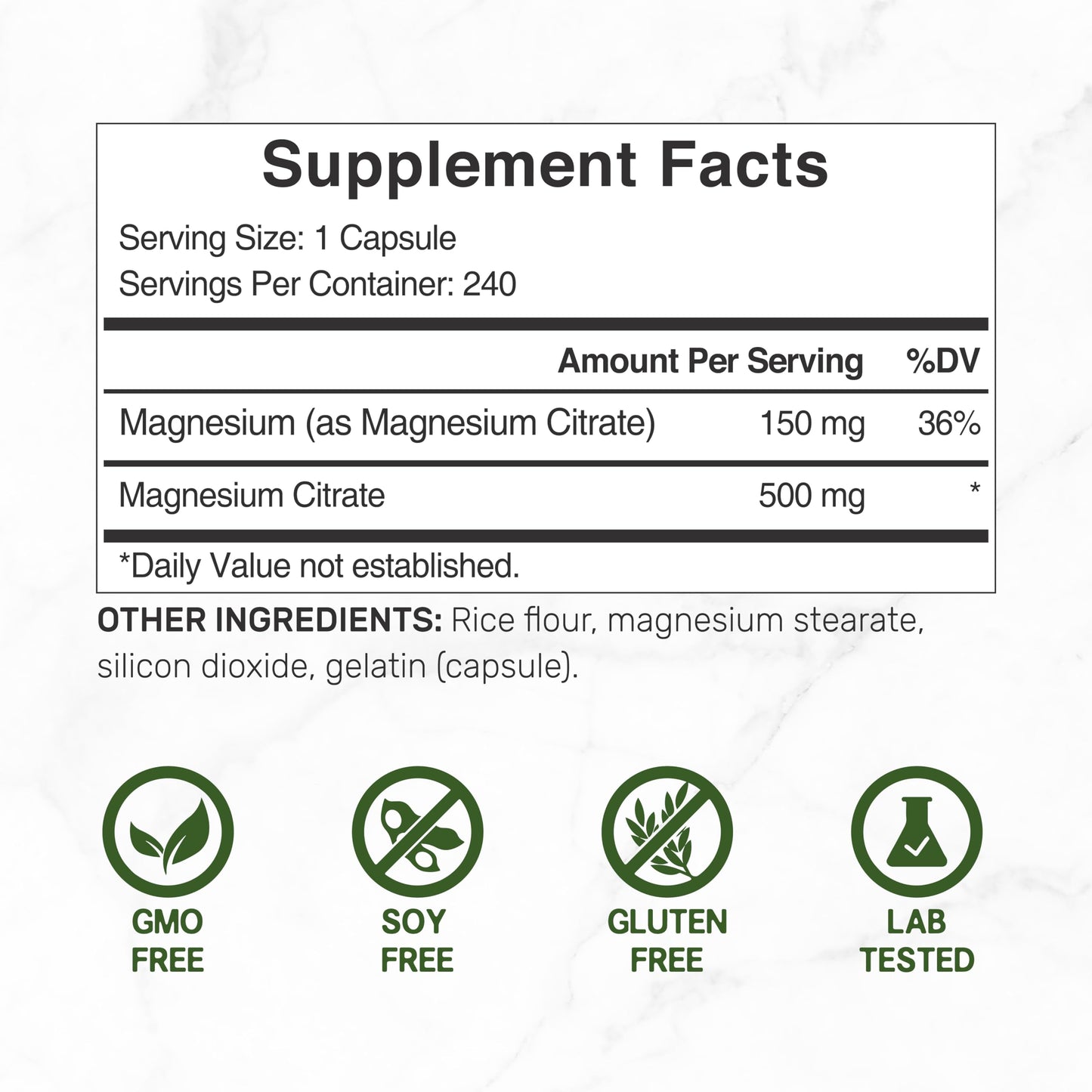 DEAL SUPPLEMENT Magnesium Citrate 500mg Capsule, 240 Count