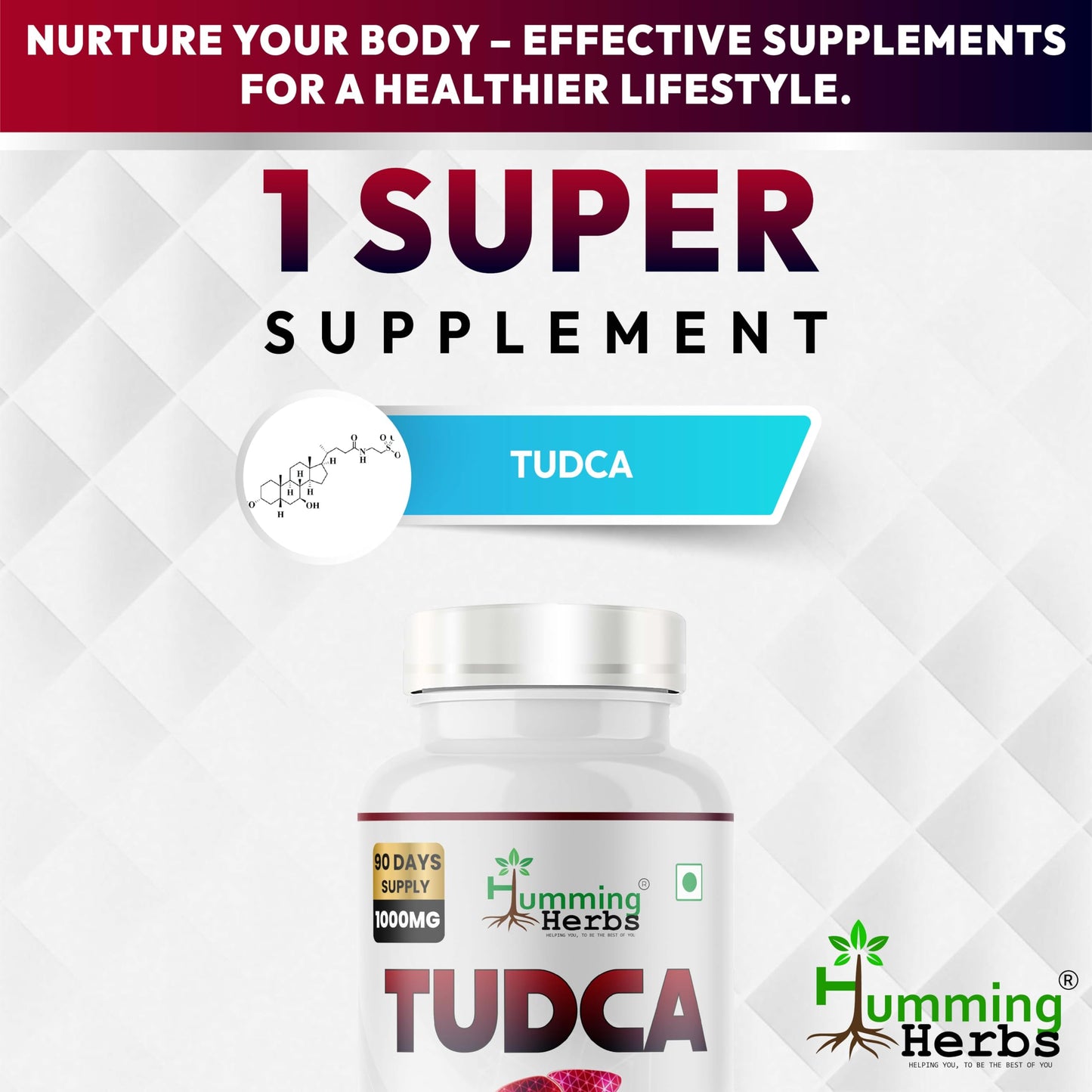 Humming Herbs TUDCA Supplement 1000mg 180 Capsules