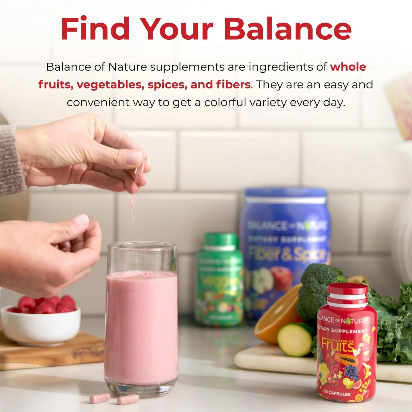 Balance of Nature Whole Fruits Supplement with Superfood Fruits Capsule 90 Count