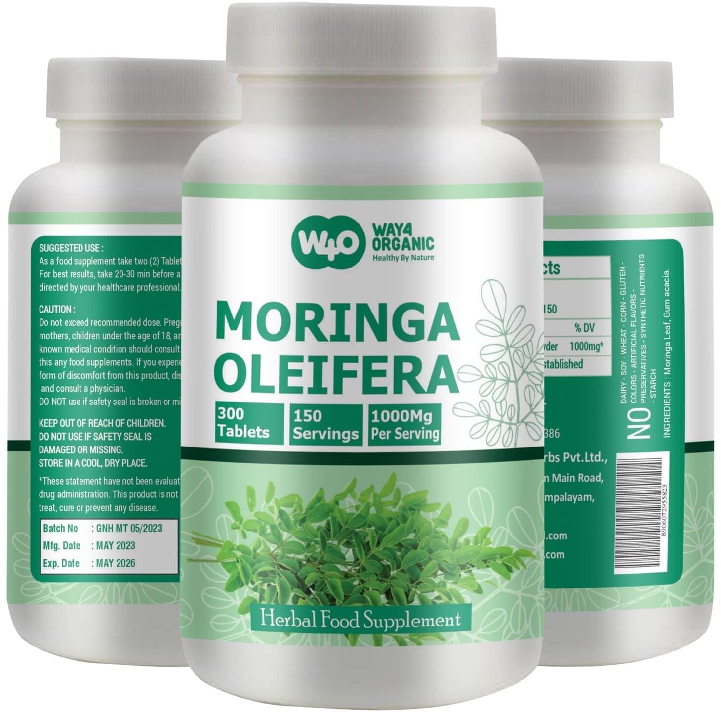 WAY 4 ORGANIC W4O Moringa Leaf Powder Tablets 1 Pack
