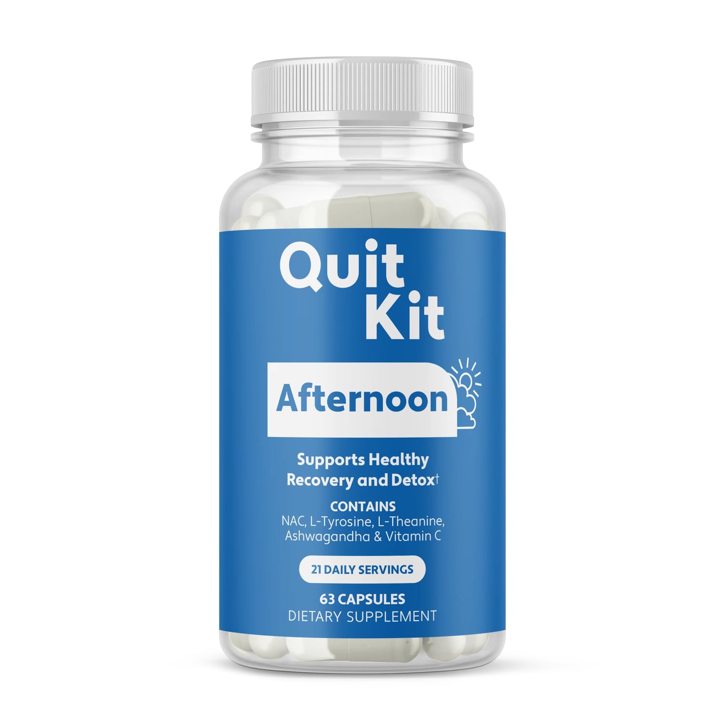 Quit Kit Afternoon Recovery - Stress, Anxiety, & Craving Relief Capsules 63 Count