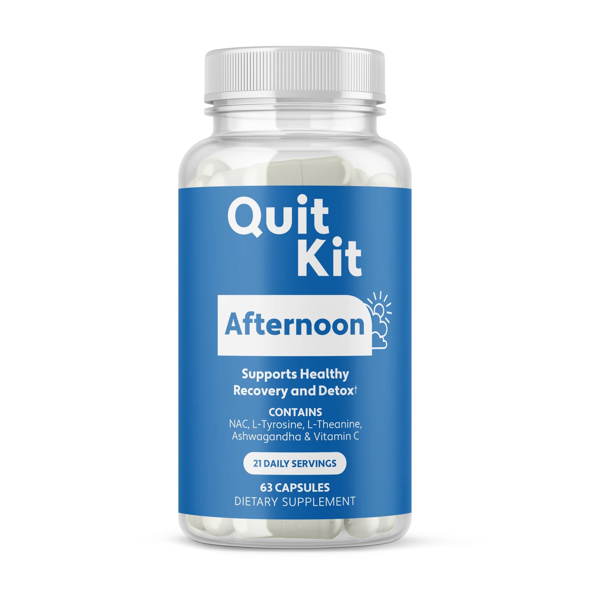 Quit Kit Afternoon Recovery - Stress, Anxiety, & Craving Relief Capsules 63 Count