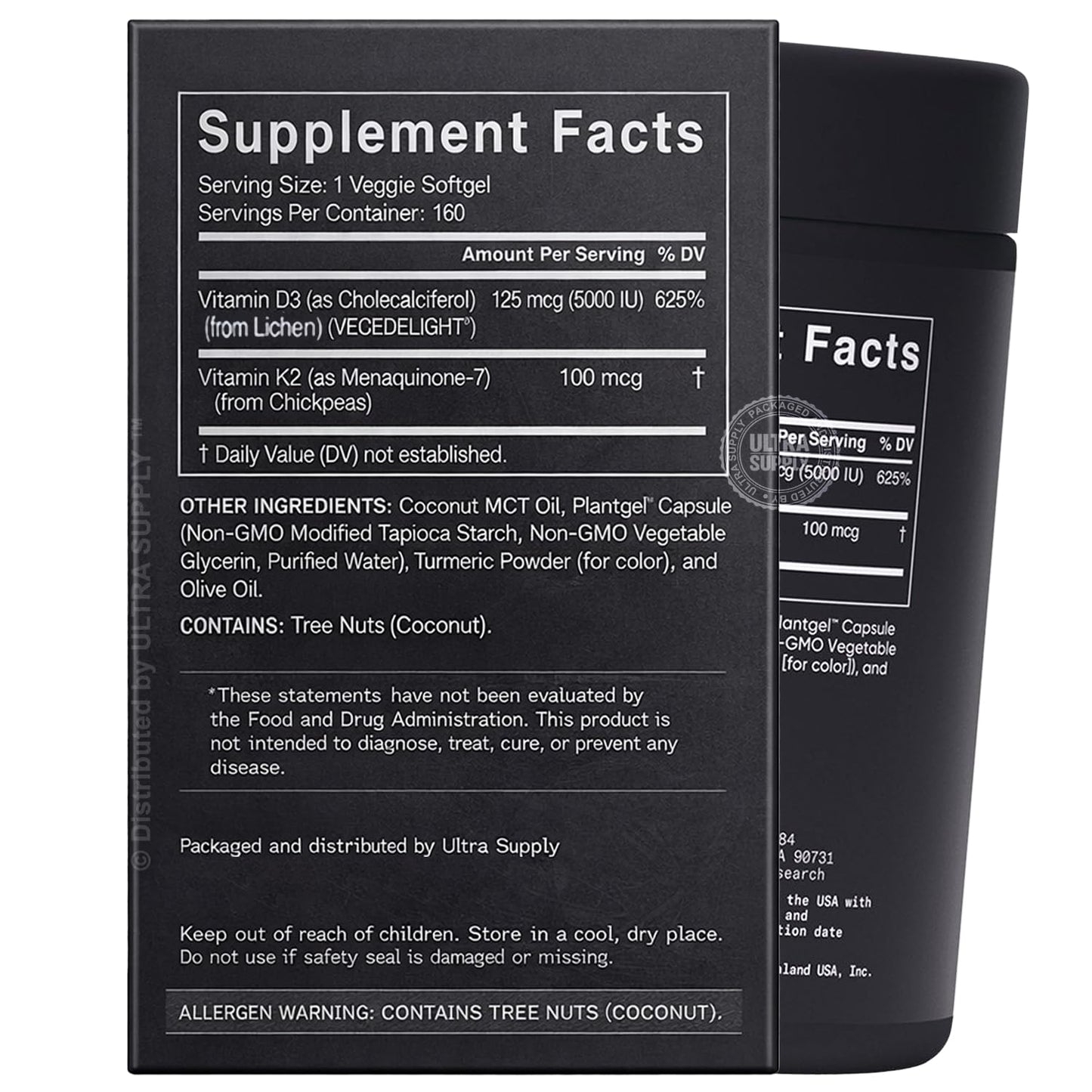 Generic D3 K2 125 mcg Softgel, 160 Count