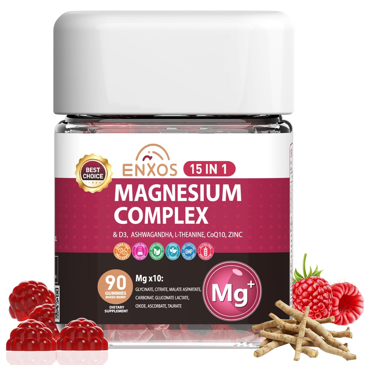 ENXOS 15-in-1 Magnesium Complex Gummies 350 mg/Serv, 90 Count