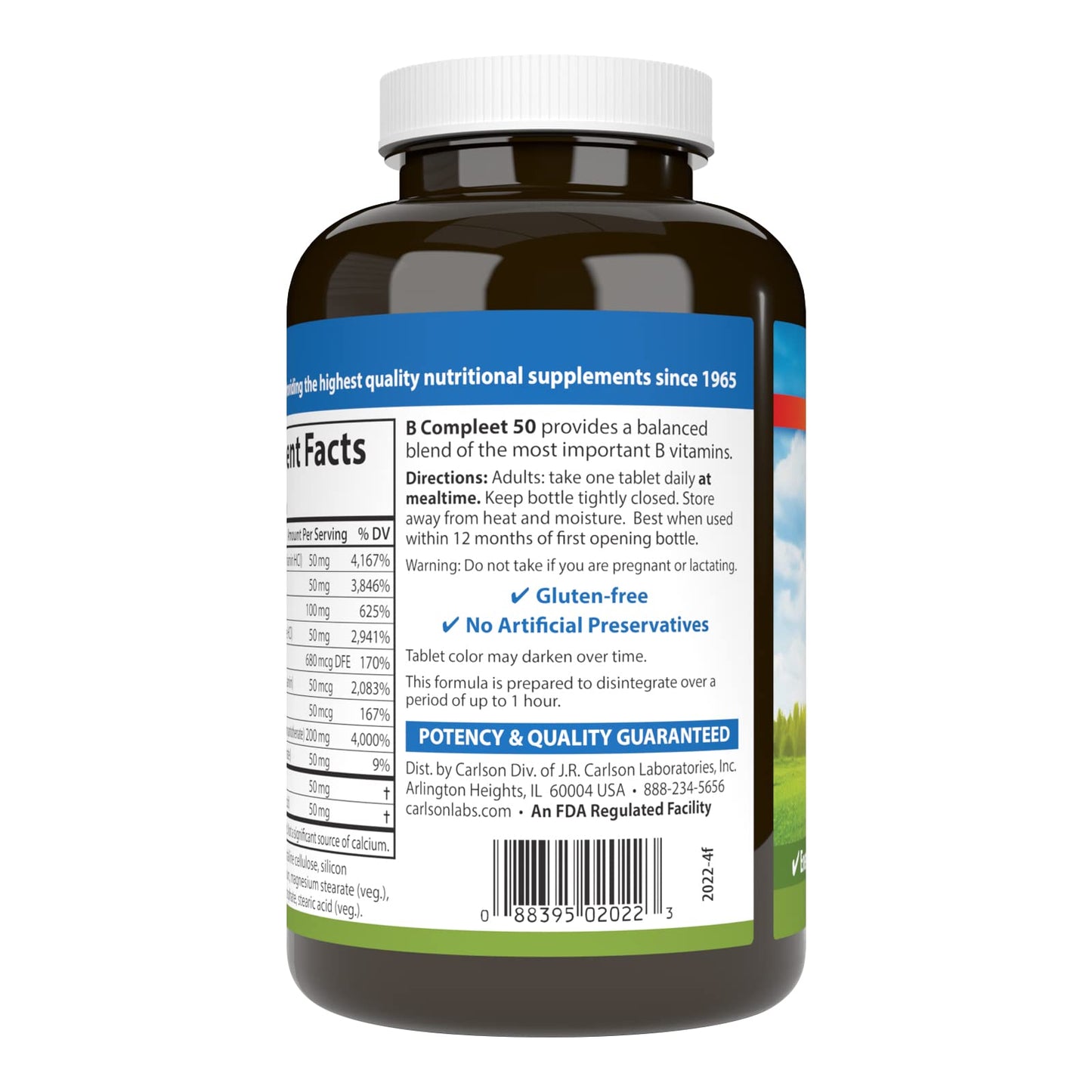 Carlson B-Compleet 50 Vitamin B Complex Tablets, 250