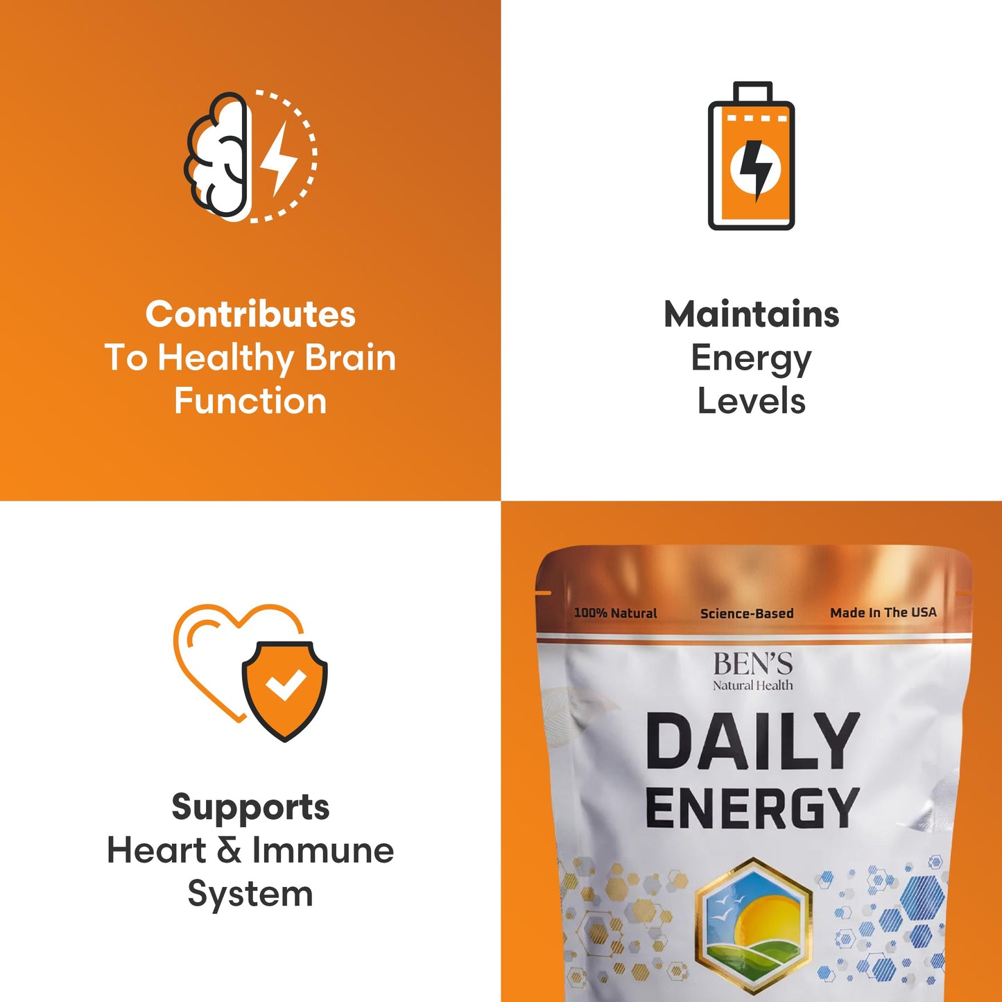 Ben's Natural Health Daily Energy with B-Vitamins & CoQ10, 60 Capsules