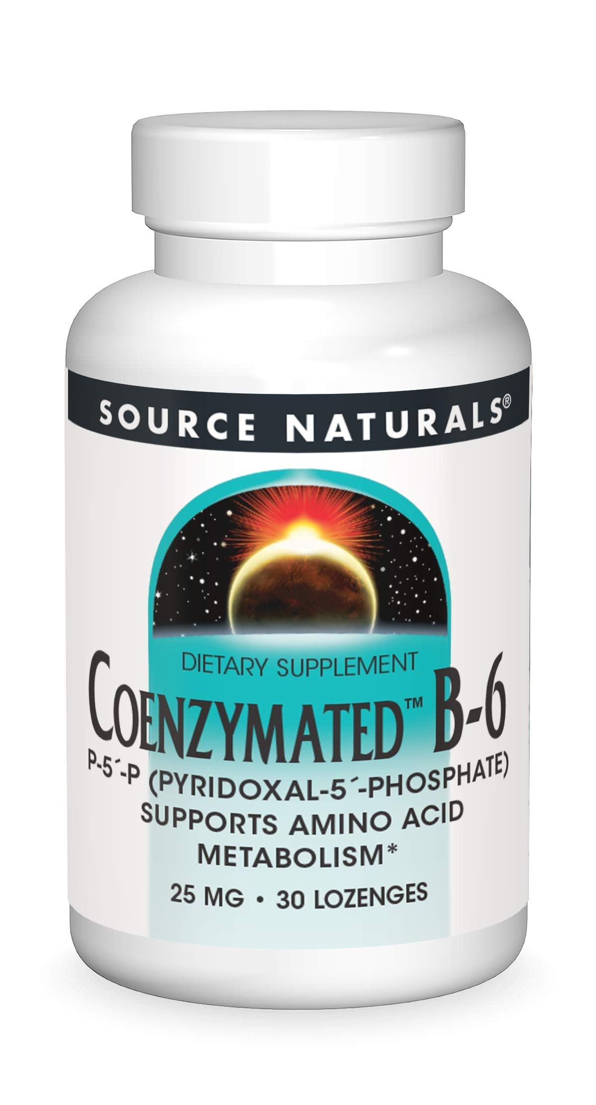 Source Naturals Coenzymated B-6 25mg P-5 Pyridoxal-5 Phosphate Sublingual Vitamin Lozenge, 30 Count