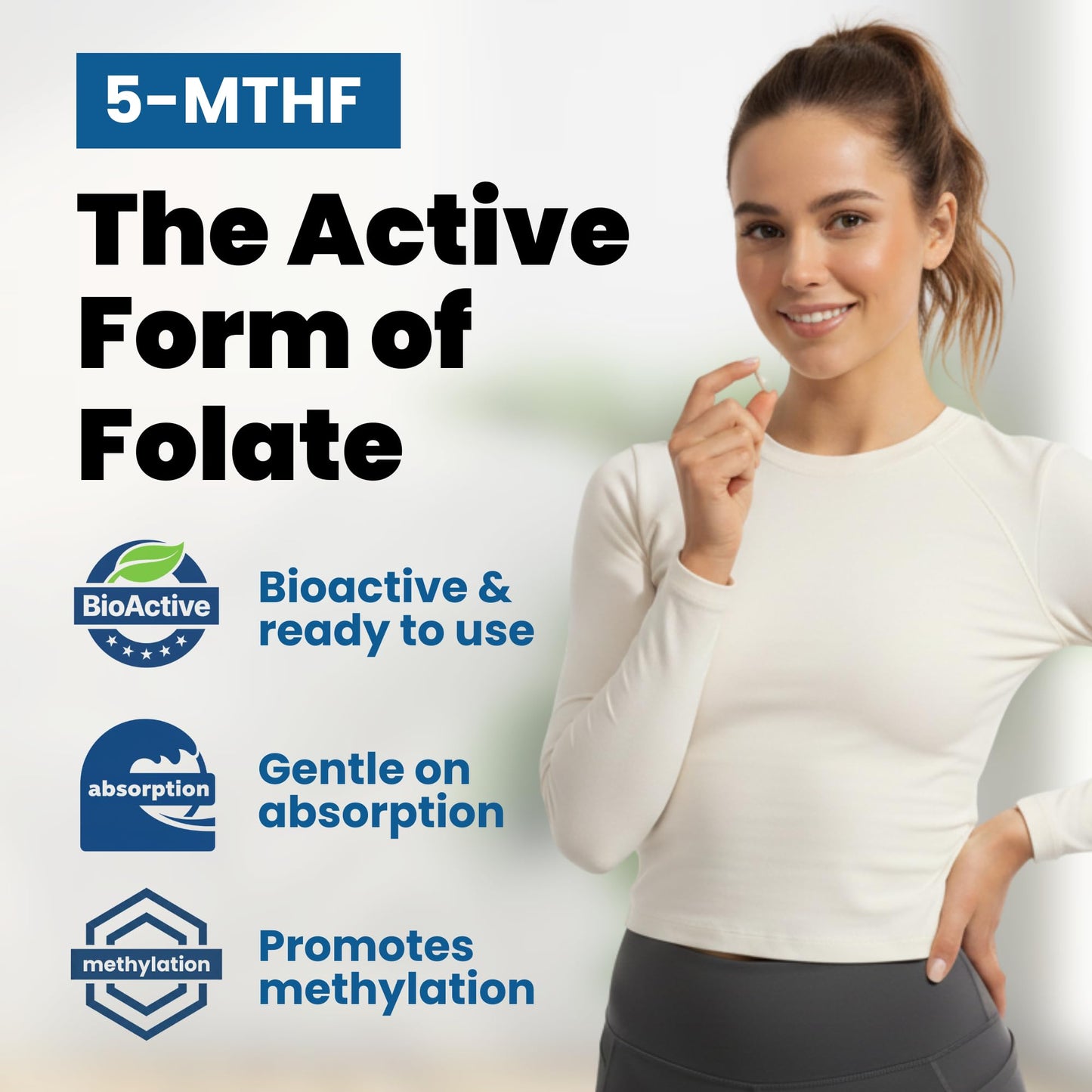 Vocks L Methylfolate 15mg 5-MTHF + Methyl B12 High Potency Methylfolate Supplement, Active Methylated Folate Vitamin B9, 90 Capsules