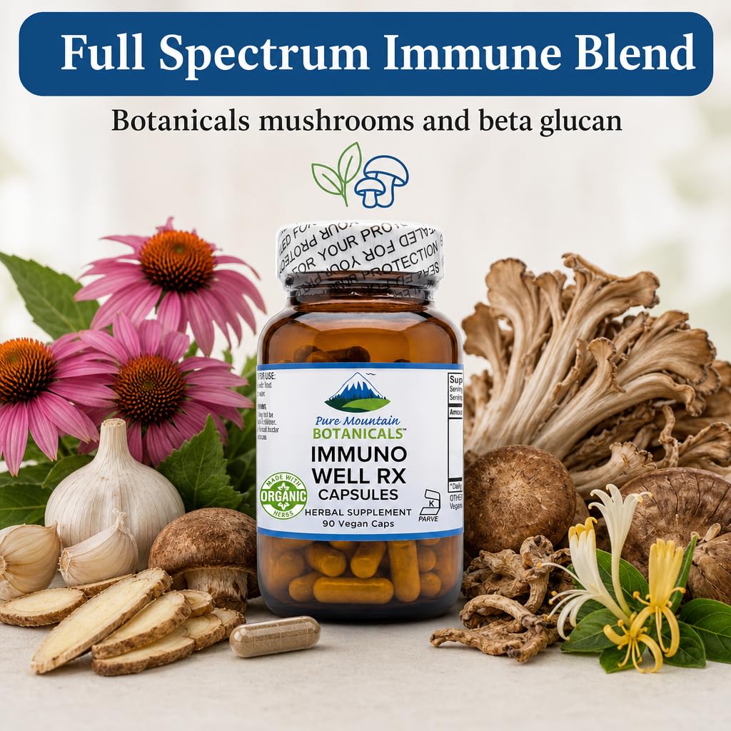 Pure Mountain Botanicals Immuno Well Immune Support Supplement 90 Capsules