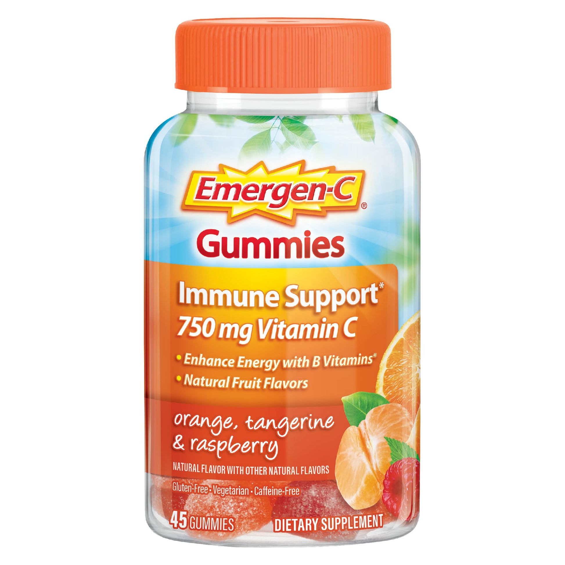 Emergen-C 750mg Vitamin C Gummies, Immunity Gummies with B Vitamins, Gluten Free, 45 Count