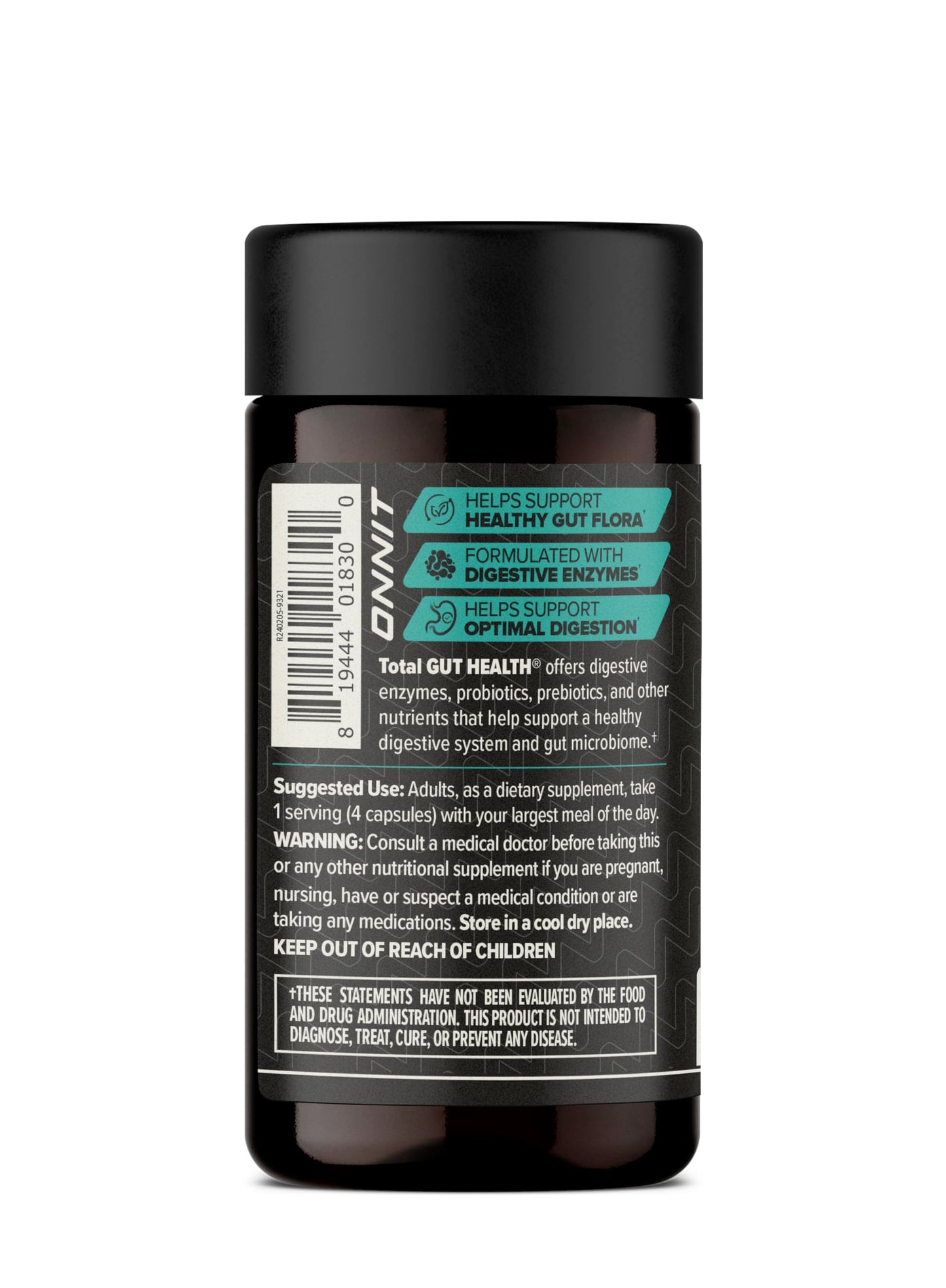 ONNIT Total Gut Health Digestive Support, Probiotics & Enzymes 60 Capsules