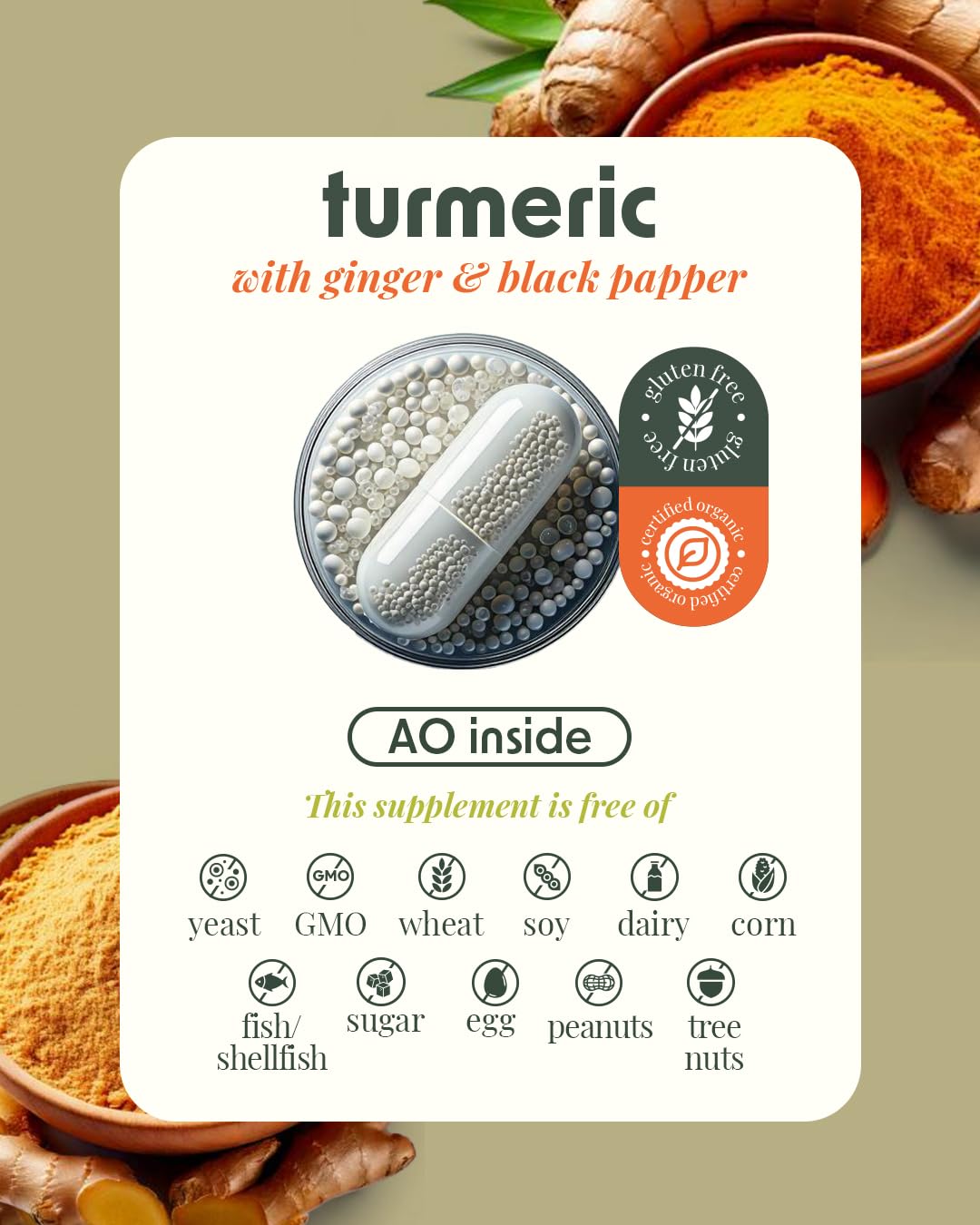 Alpha & Omega Nutrition Turmeric 1500mg with Ginger and Black Pepper Joint Support Capsule, 120 Count