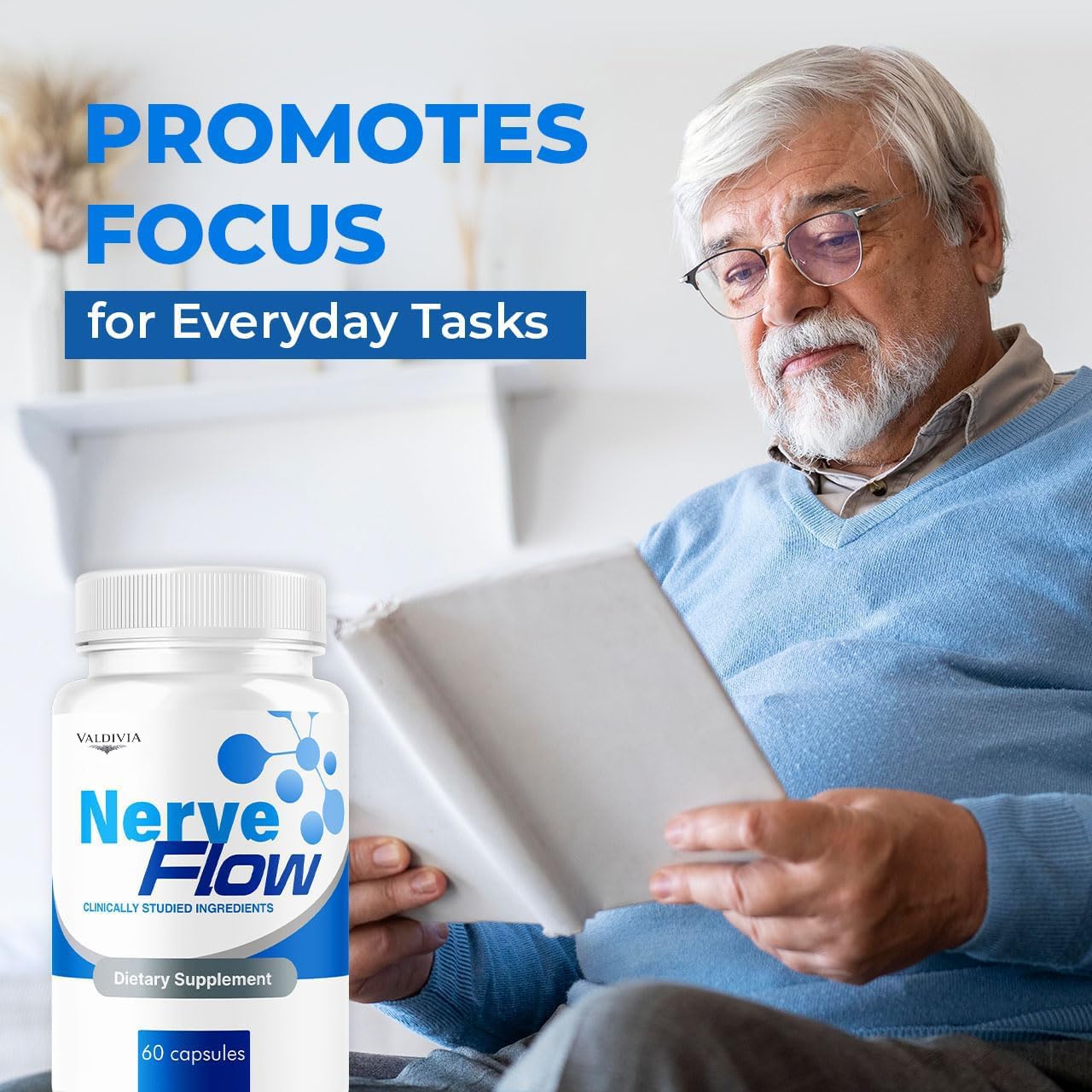 Valdivia NerveFlow Advanced Nerve Support Capsules, Maximum Strength Multivitamin Formula, 180 Capsules