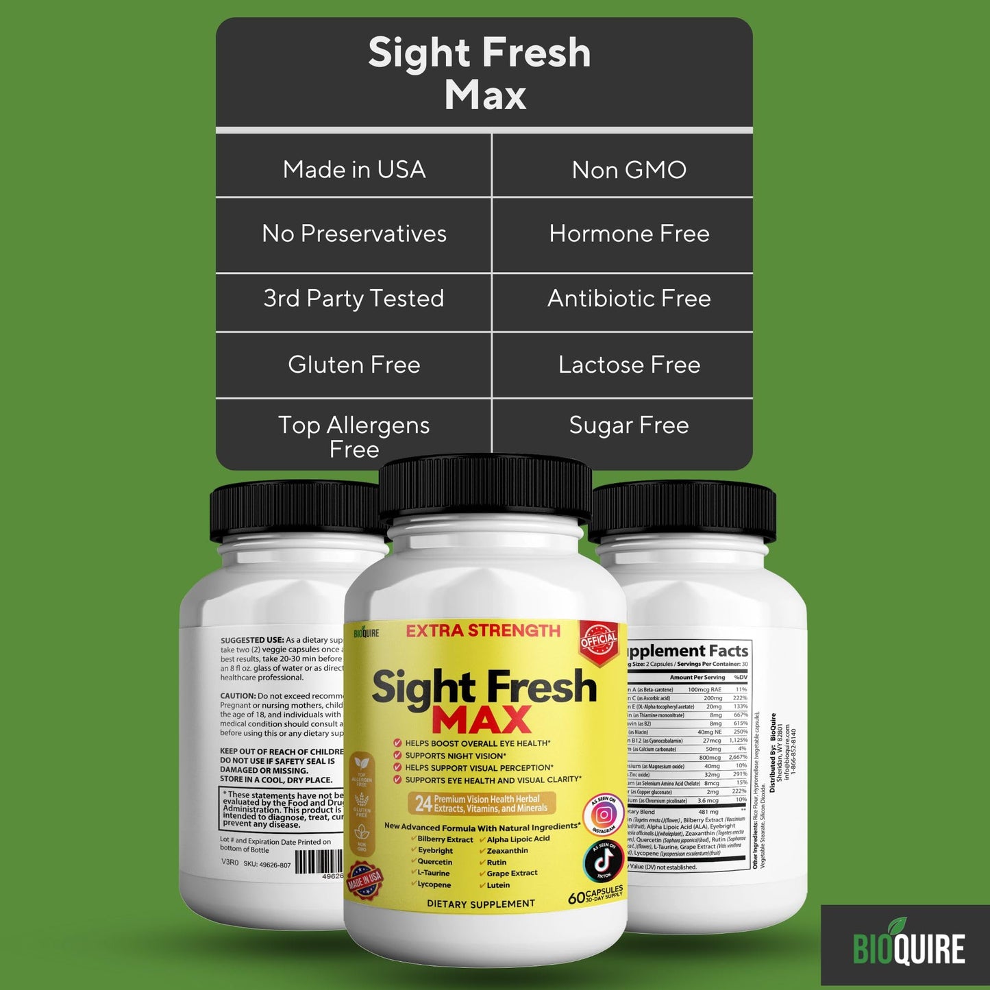 BIOQUIRE Sight Fresh MAX Vision Support Supplement 60 Capsules