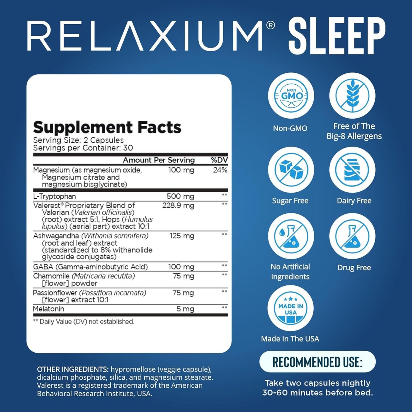Relaxium Sleep Aid for Adults – Professional Strength Formula Capsule, 60 Count