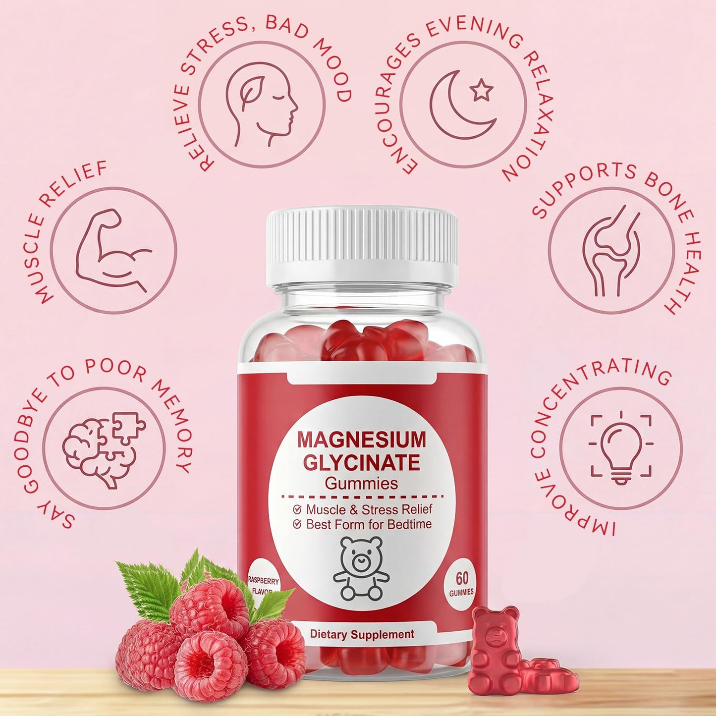 Belle&Beau Magnesium Glycinate Gummies 500mg, 60 Count
