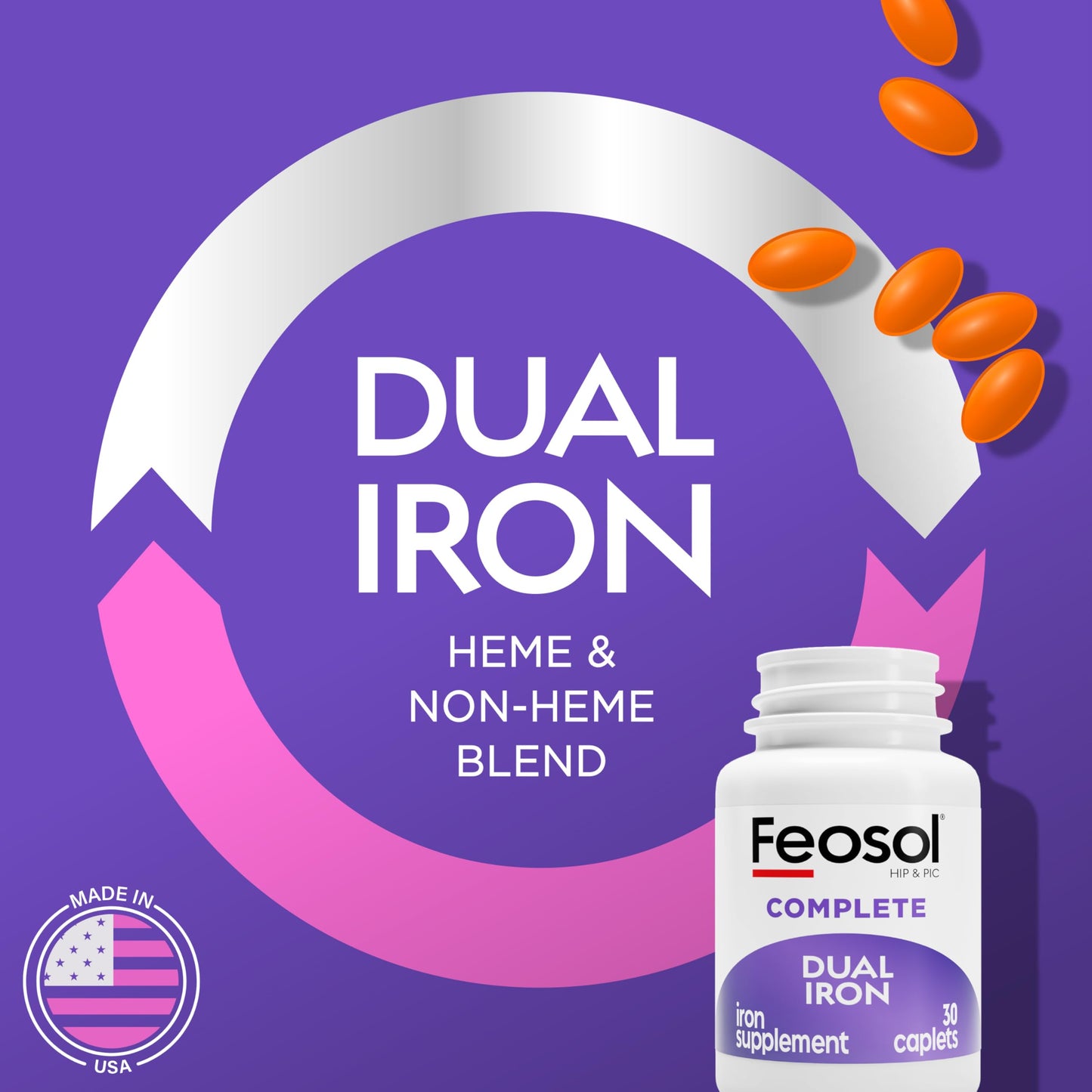 Feosol Complete Iron Supplement Caplets, 1080 Count