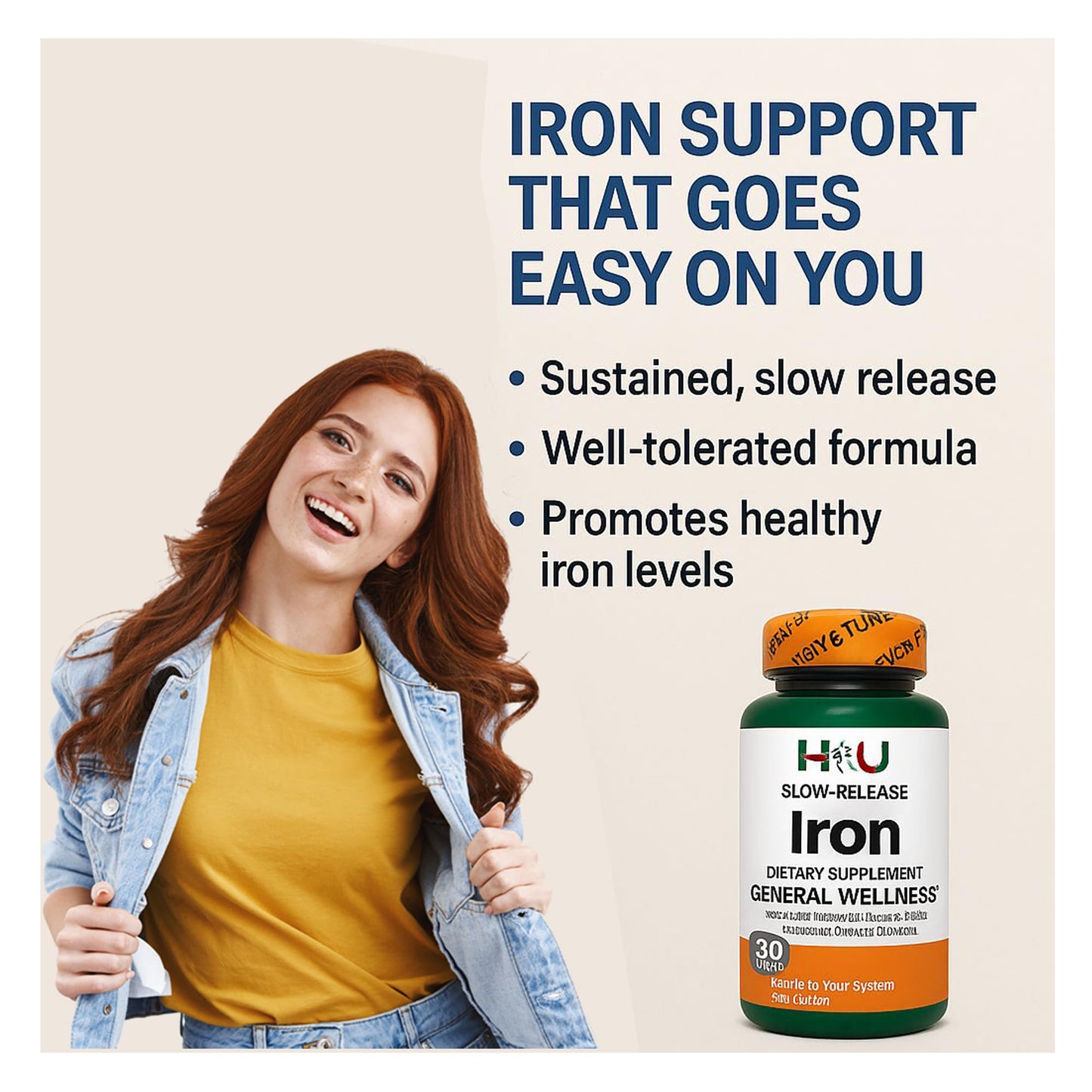 H4U Slow Release Iron Supplement Tablet 30 Count