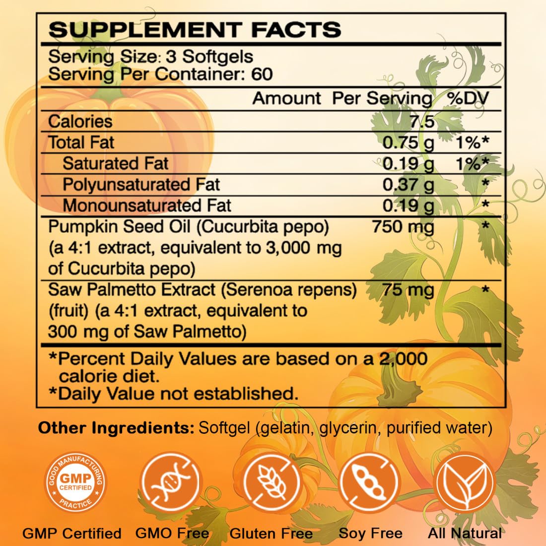 Vespecial Pumpkin Seed Oil with Saw Palmetto 180 Softgels