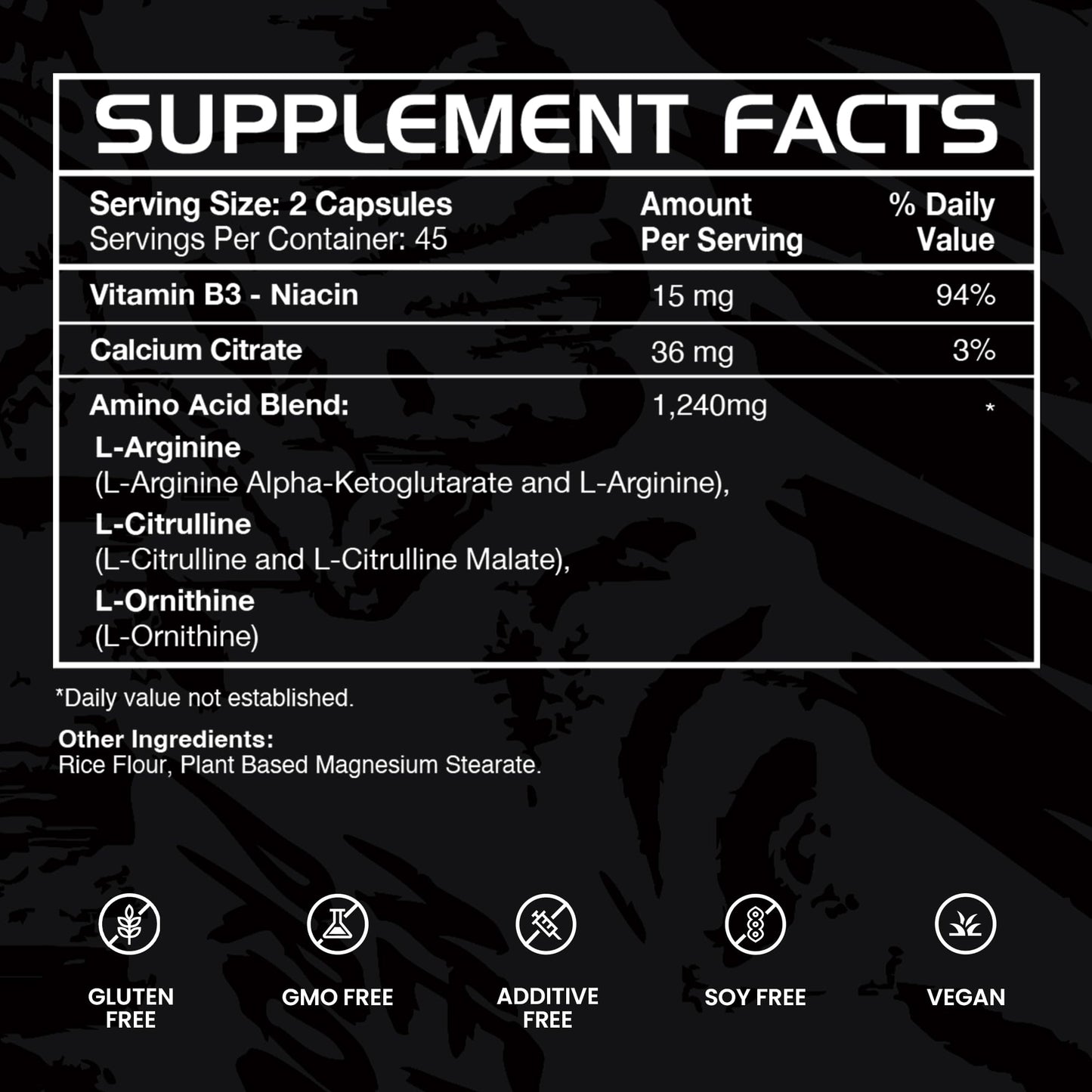 Gains in Bulk L-Arginine Amino Acids Supplement for Nitric Oxide Support with L-Citrulline and L-Ornithine, Capsules, 90 Count