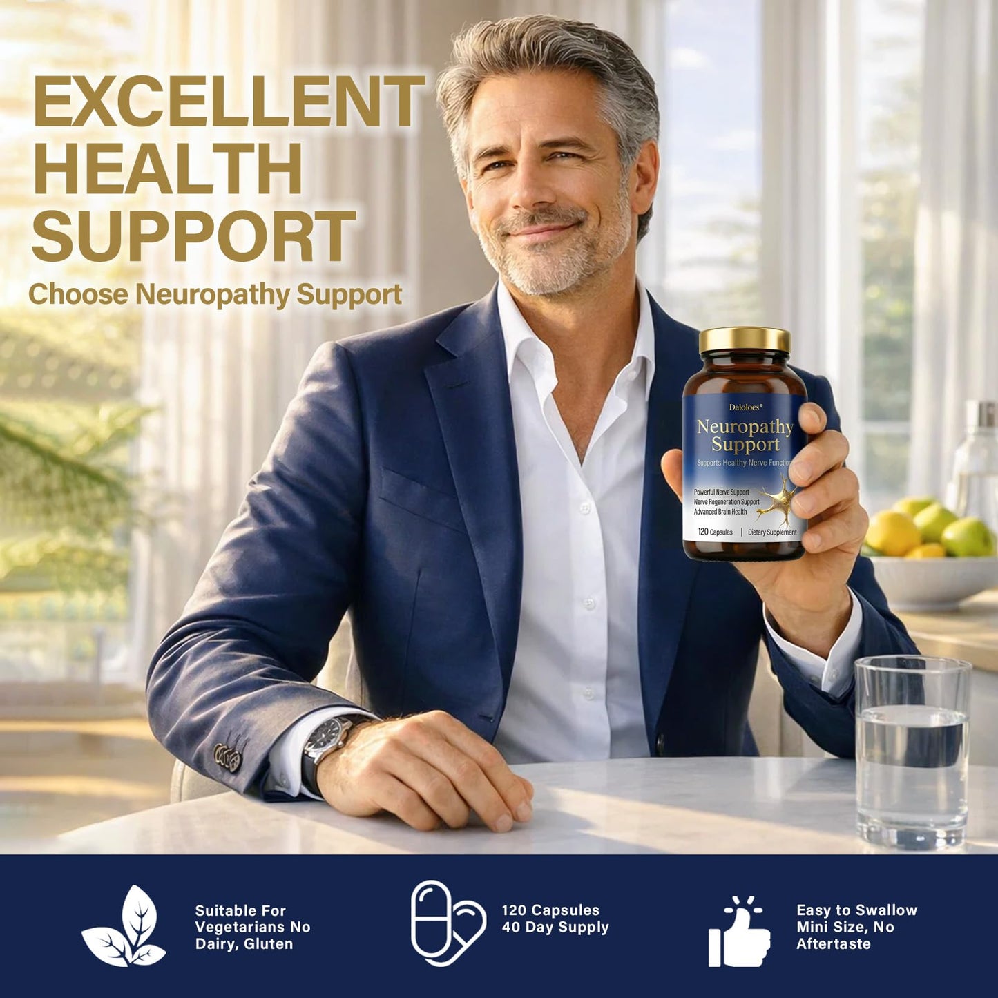 Daioloes R-Alpha Lipoic Acid Vitamin B1, B6, B12, Magnesium Capsule 120 Count