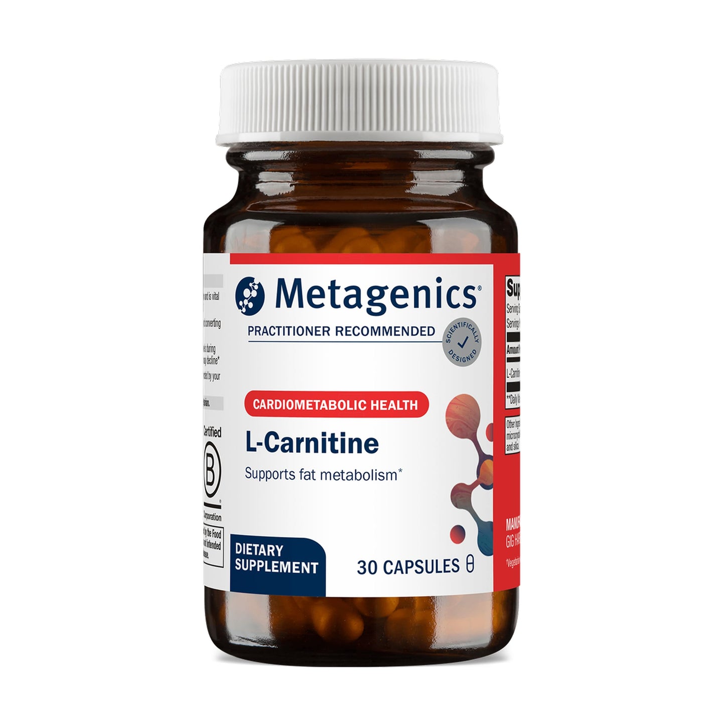 Metagenics L-Carnitine L-Tartrate 500 mg Capsules, 30 Count