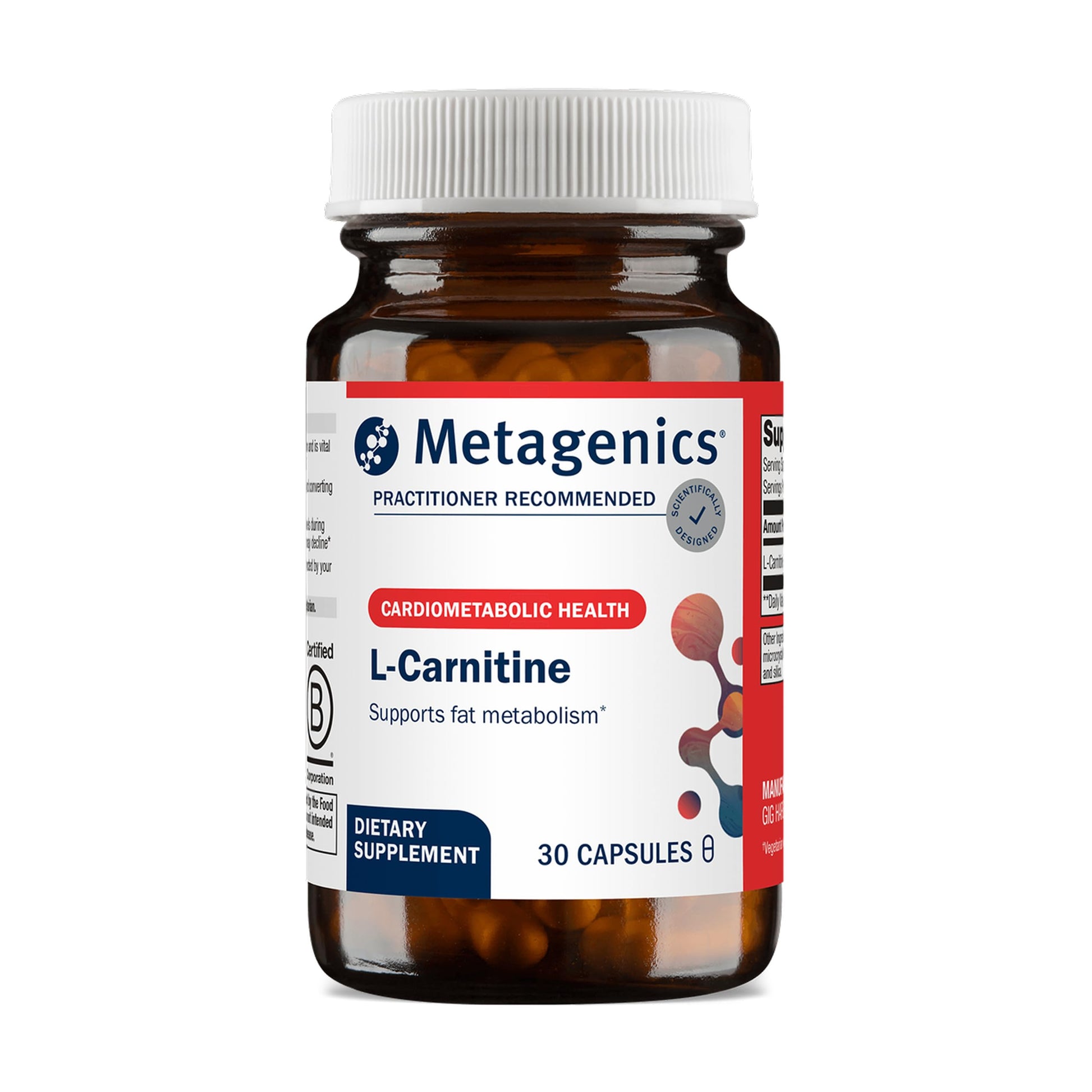 Metagenics L-Carnitine L-Tartrate 500 mg Capsules, 30 Count