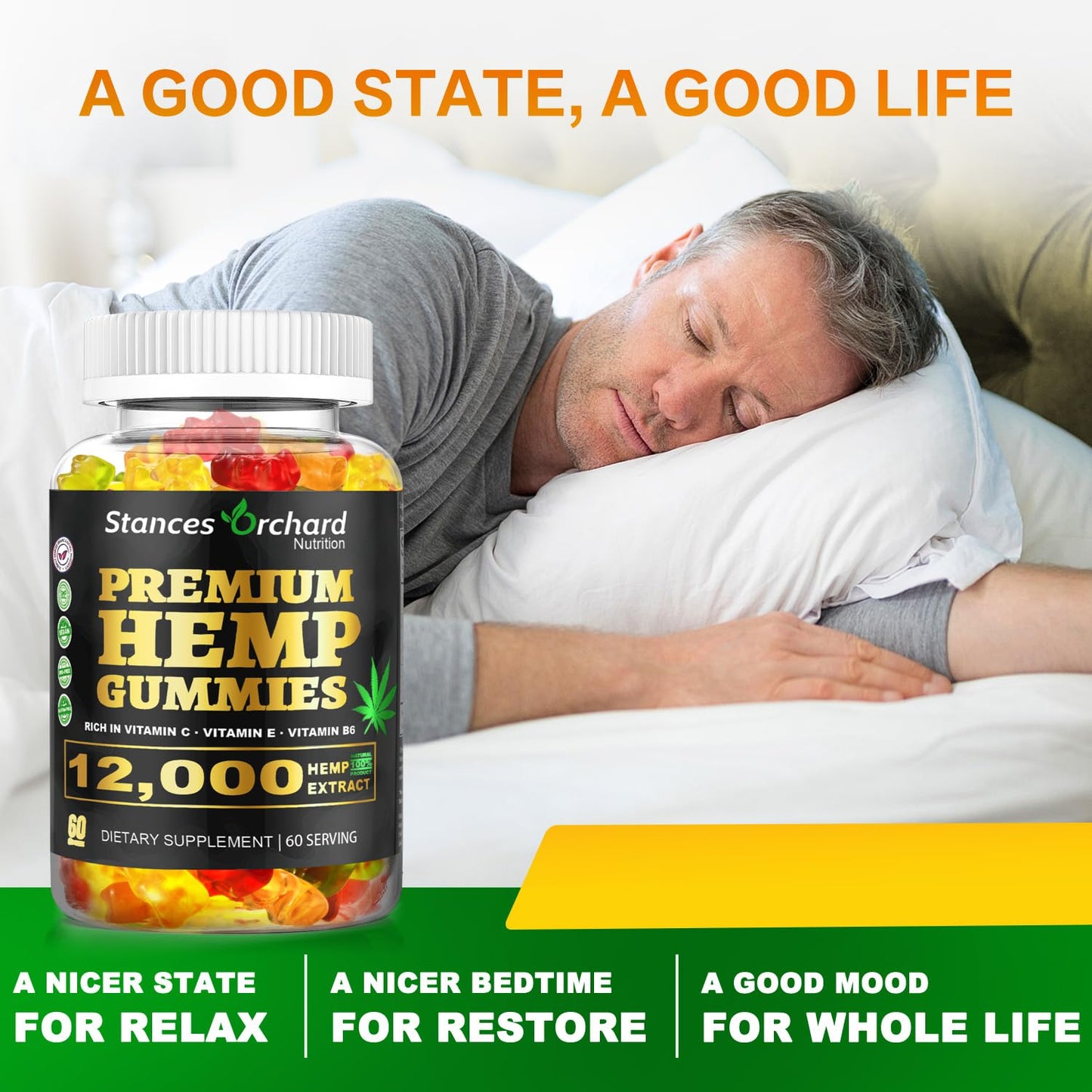 STANCES ORCHARD Hemp Gummies Advanced Extra Strength 60 Count