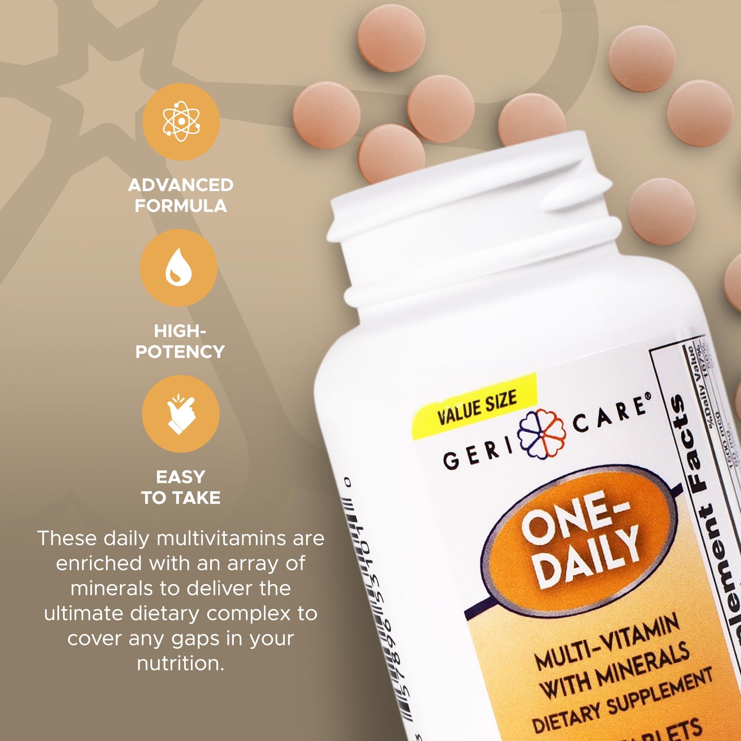 GeriCare One-Daily Multivitamins with Minerals for Men & Women 200 Tablets