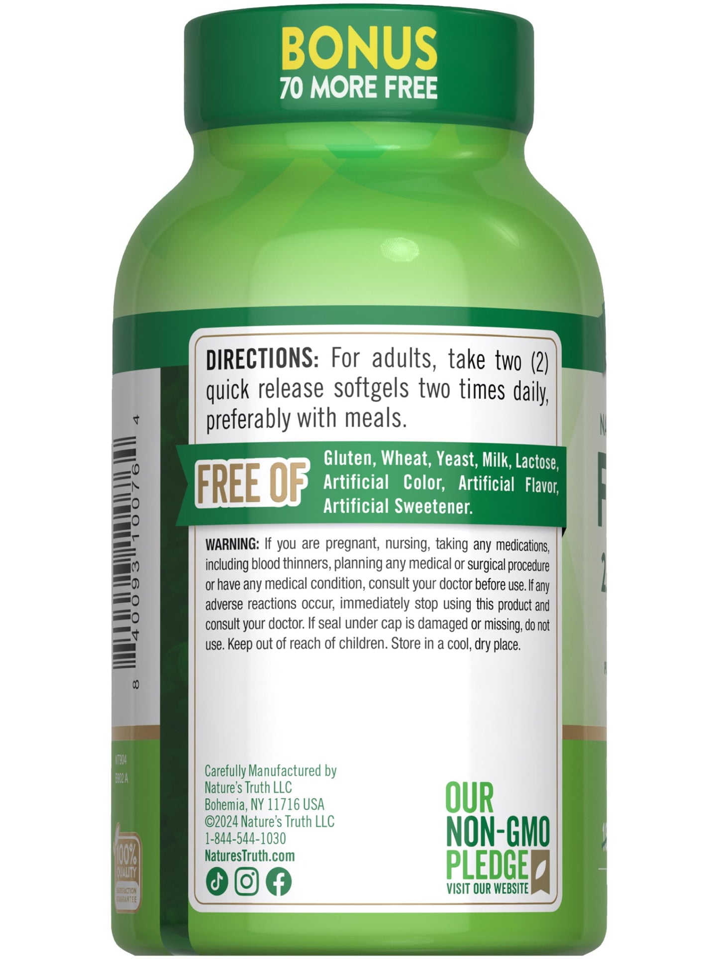 Nature's Truth Fish Oil Softgels 250