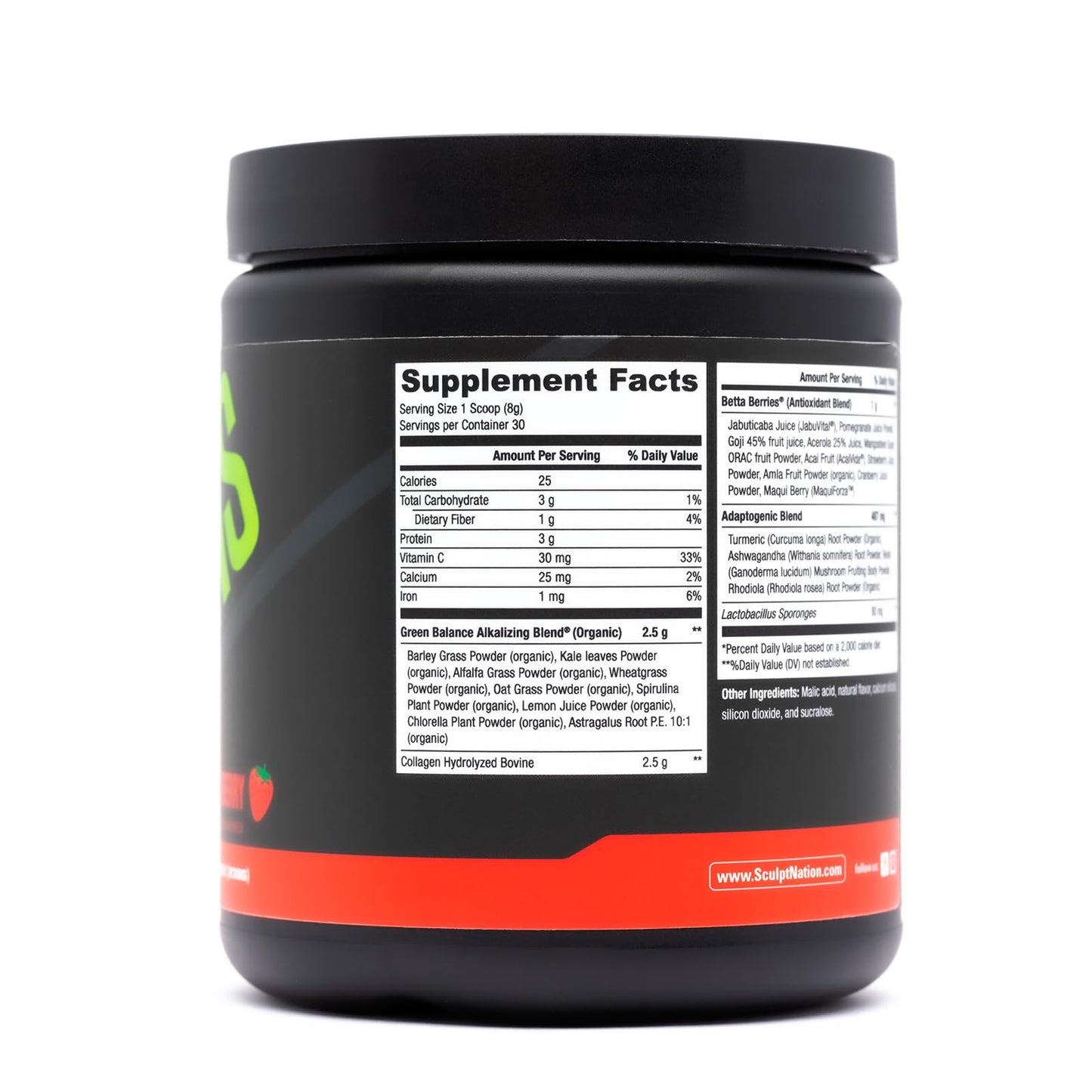 Sculpt Nation Greens Strawberry Powder with Collagen - Premium Greens & Superfood Blend, 8.4305