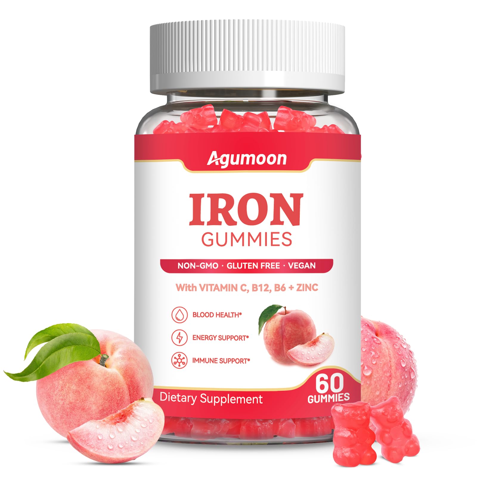 Agumoon Iron Supplement Gummies 60 Gummies
