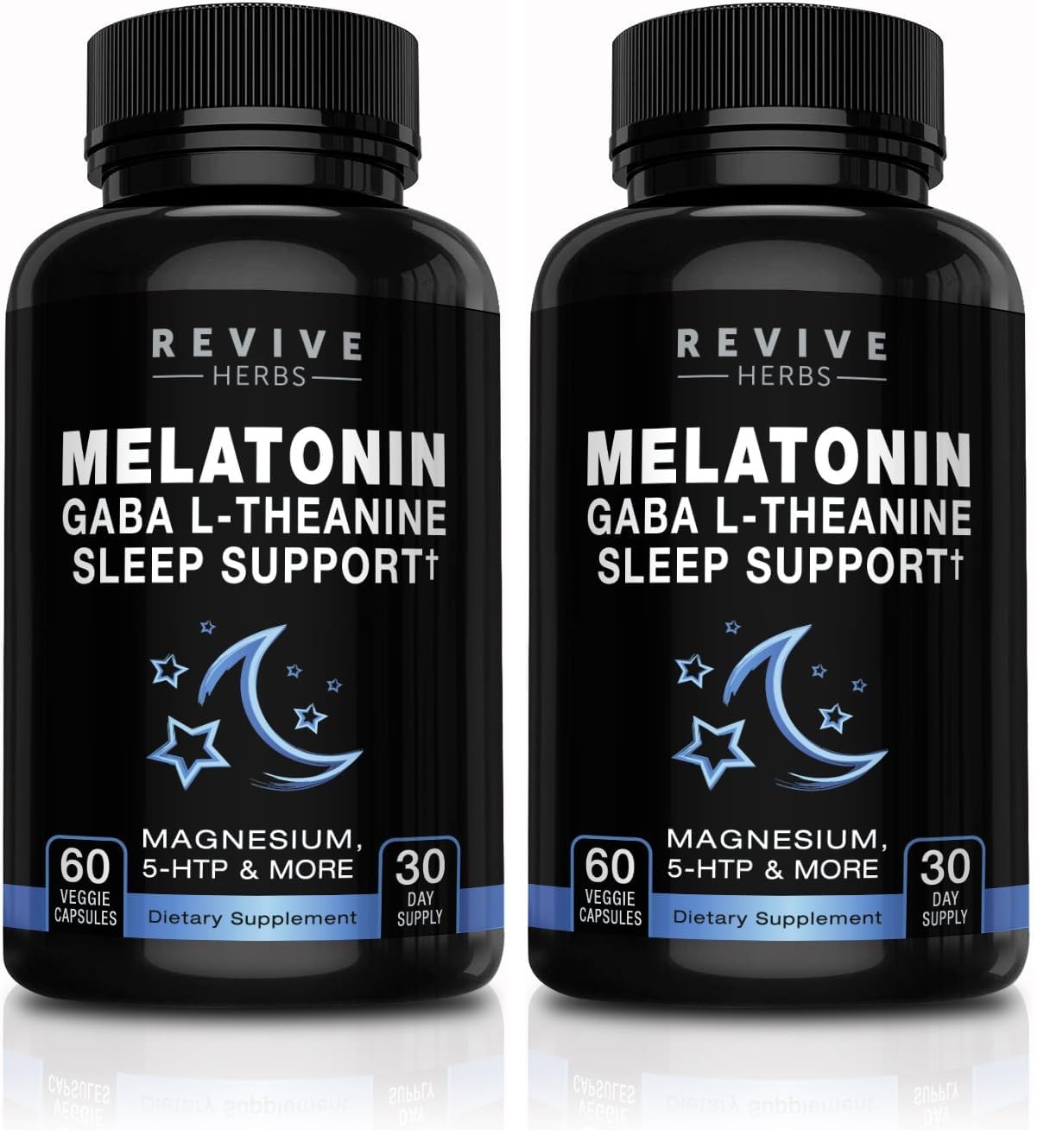 Revive Herbs Melatonin, GABA, L-Theanine Sleep Support with Magnesium, 5-HTP, Phellodendron Root Powder & Mucuna Pruriens, 120 Capsules
