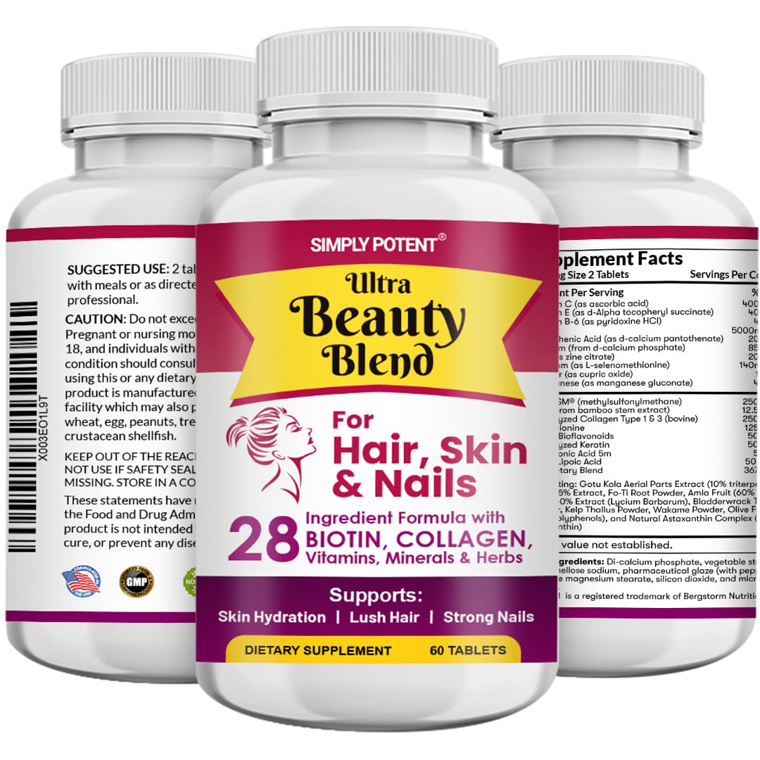 Simply Potent Hair Skin and Nails Vitamins Capsules 60
