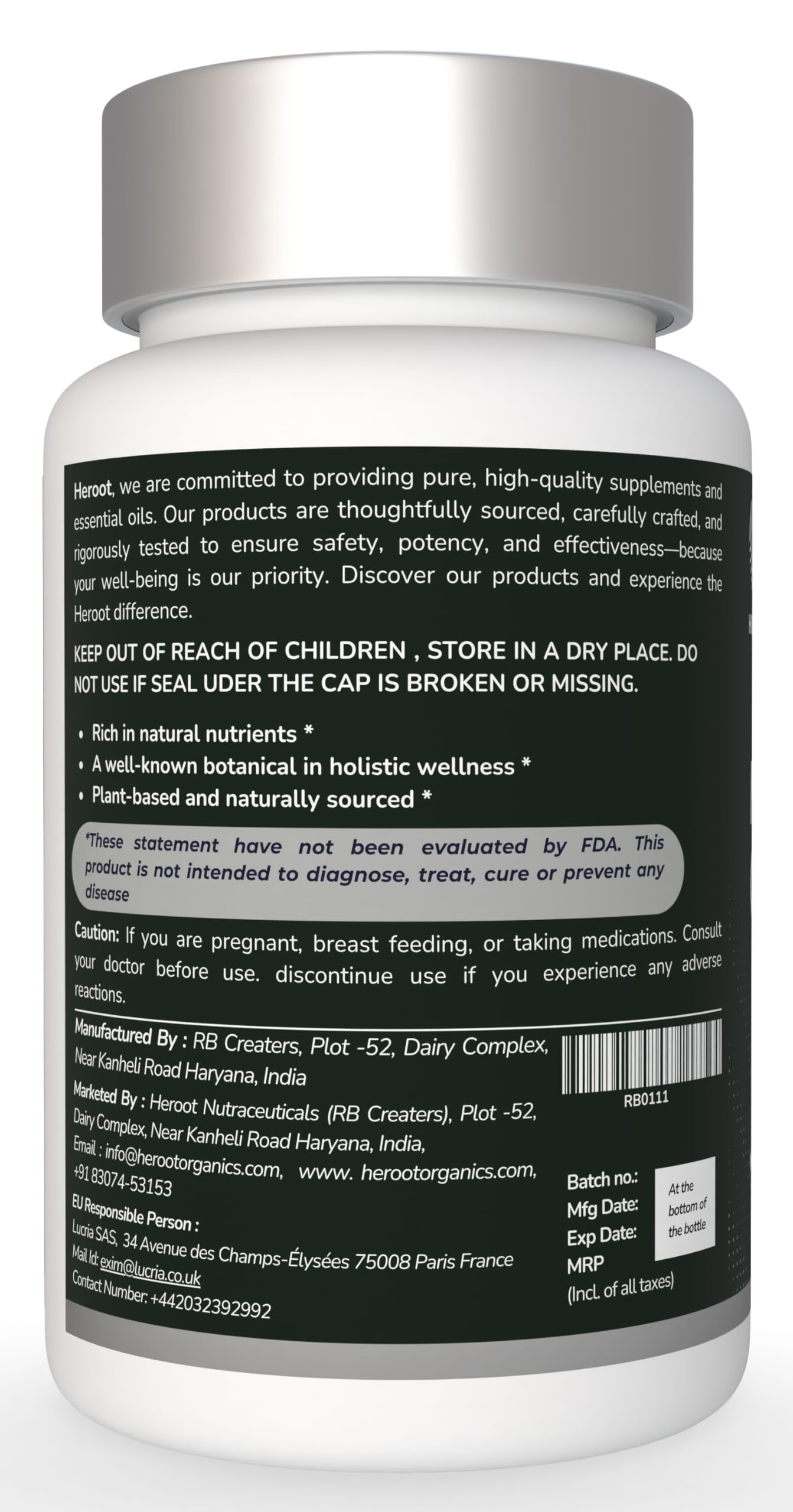 Heroot Organic Moringa Capsules 60 Capsules
