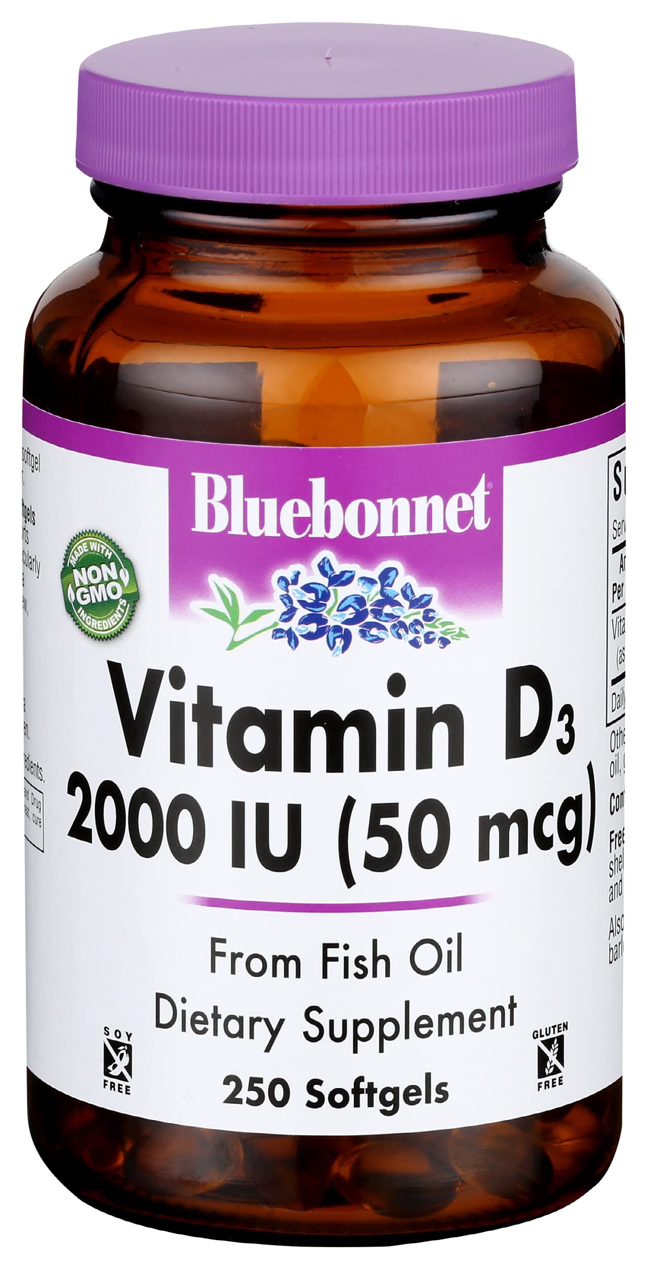 BlueBonnet Vitamin D3 2000 IU Softgels, 250 Count