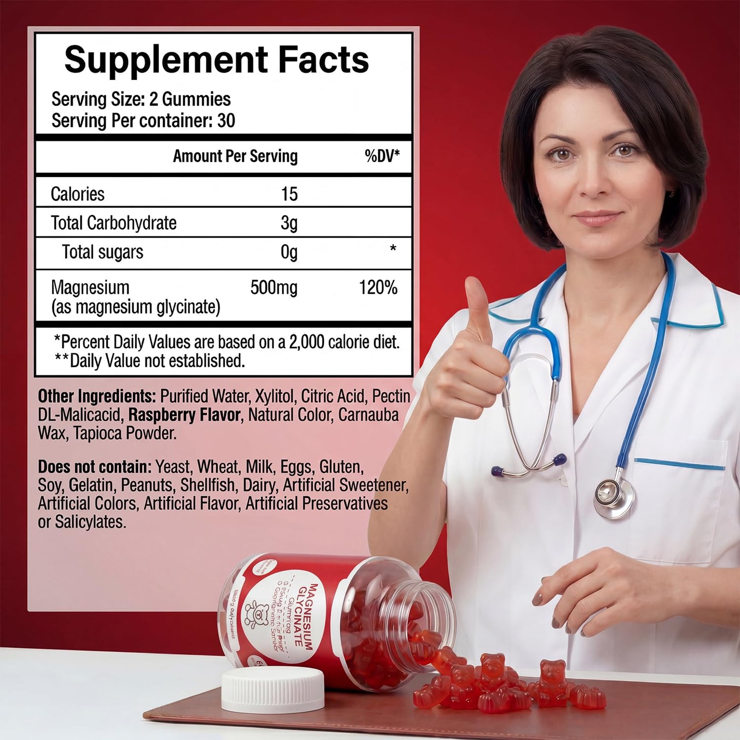 Belle&Beau Magnesium Glycinate Gummies 500mg, 60 Gummies