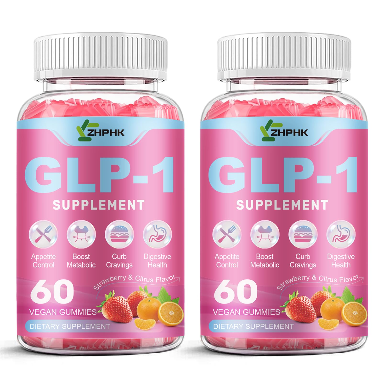 ZHPHK GLP-1 Gummies Sugar Free Appetite & Craving Control, Metabolism Digestion, 120 Gummies